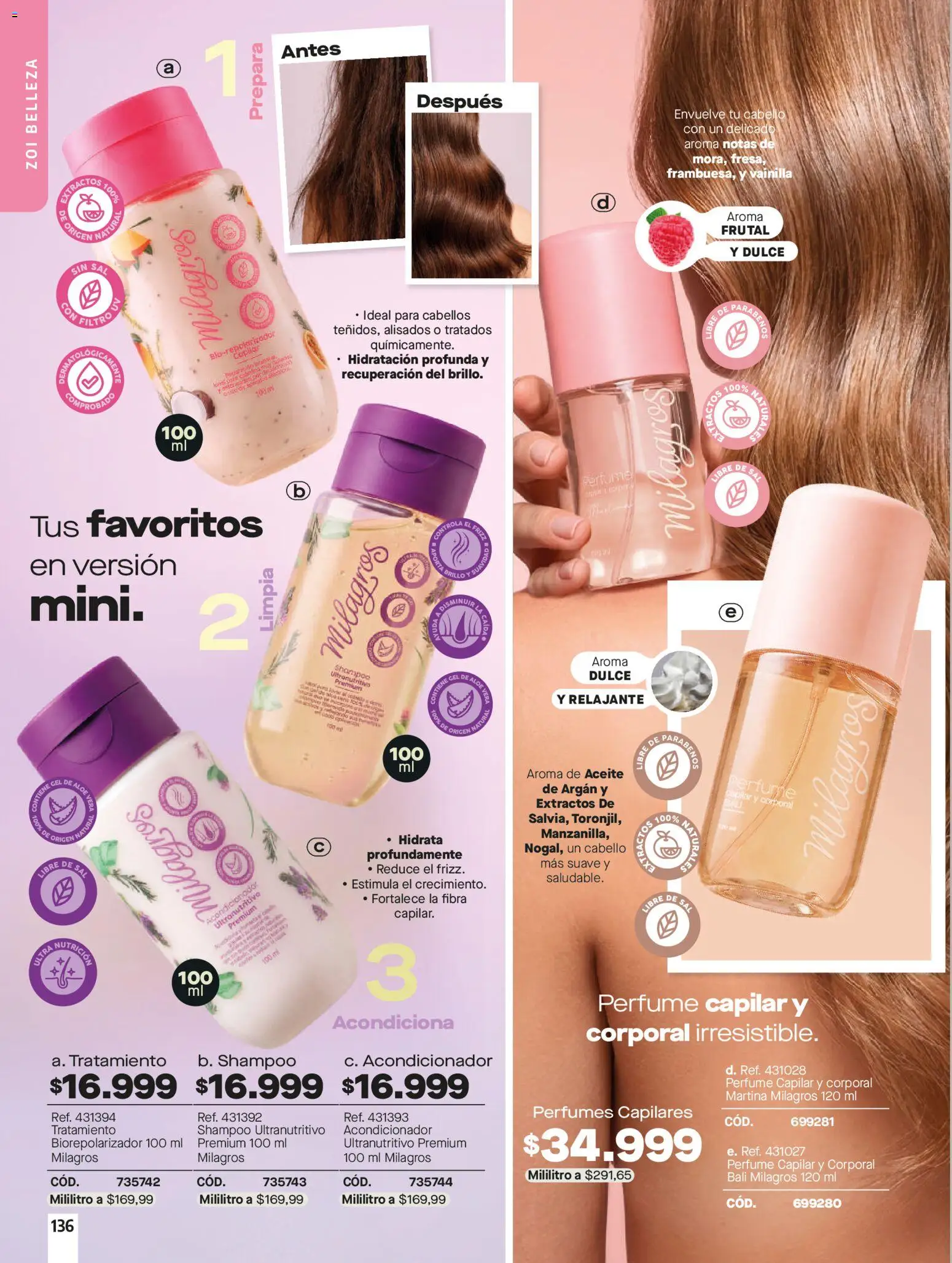 Carmel revista - valida desde el 01/07/2026 | Página: 136 | Productos: Shampoo, Perfumes, Vainilla, Acondicionador