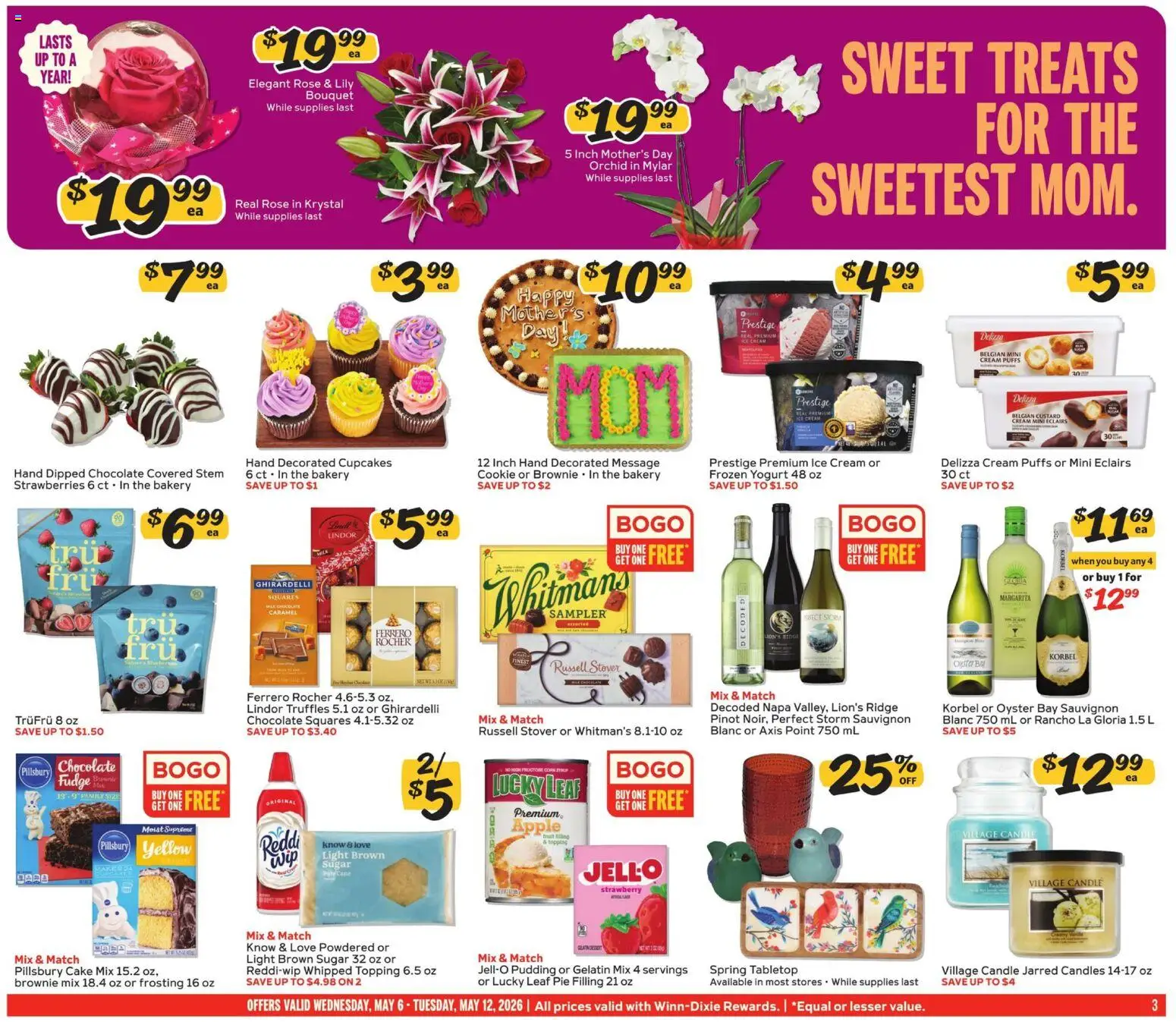 Winn Dixie Weekly Circular - FL - valid from 06.05.2026 | Page: 3 | Products: Yogurt, Strawberries, Ice cream, Sugar