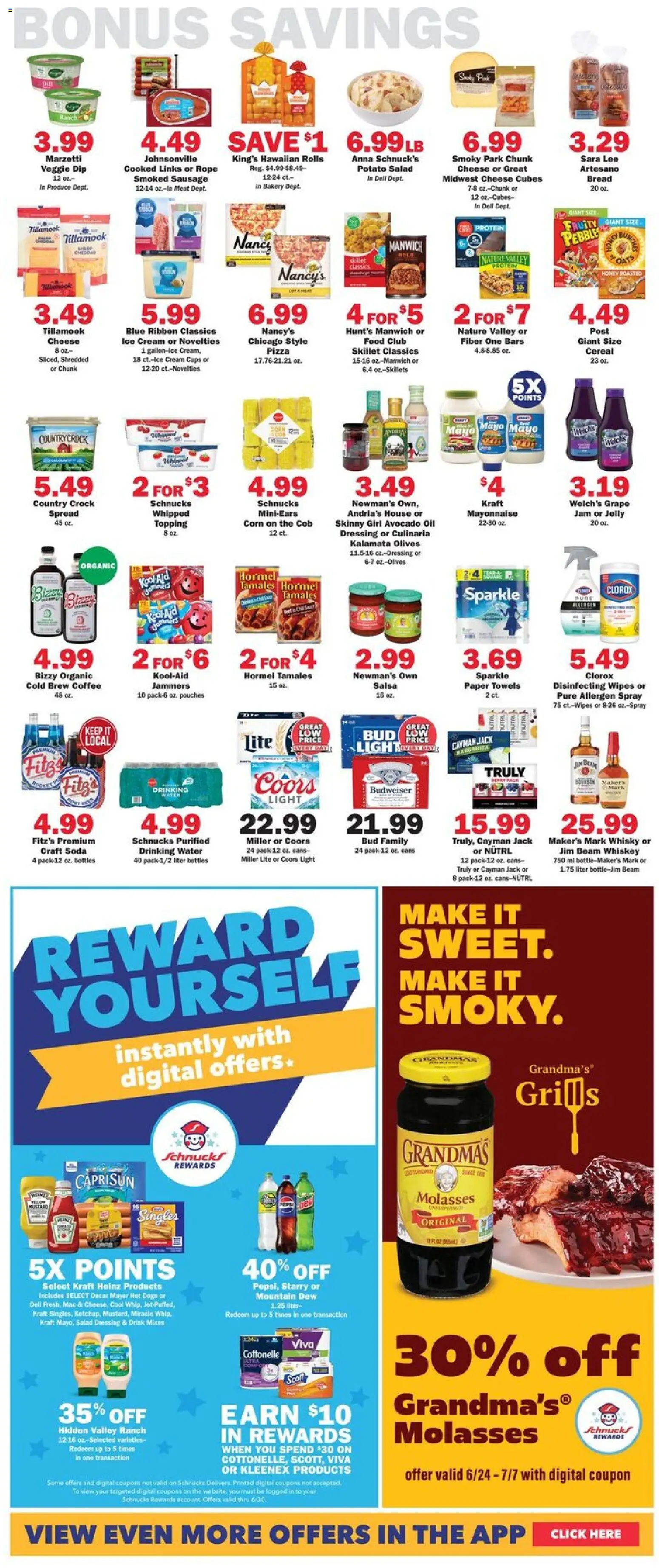 Schnucks Weekly Ad - valid from 24.06.2026 | Page: 5 | Products: Cream, Whiskey, Water, Mayonnaise