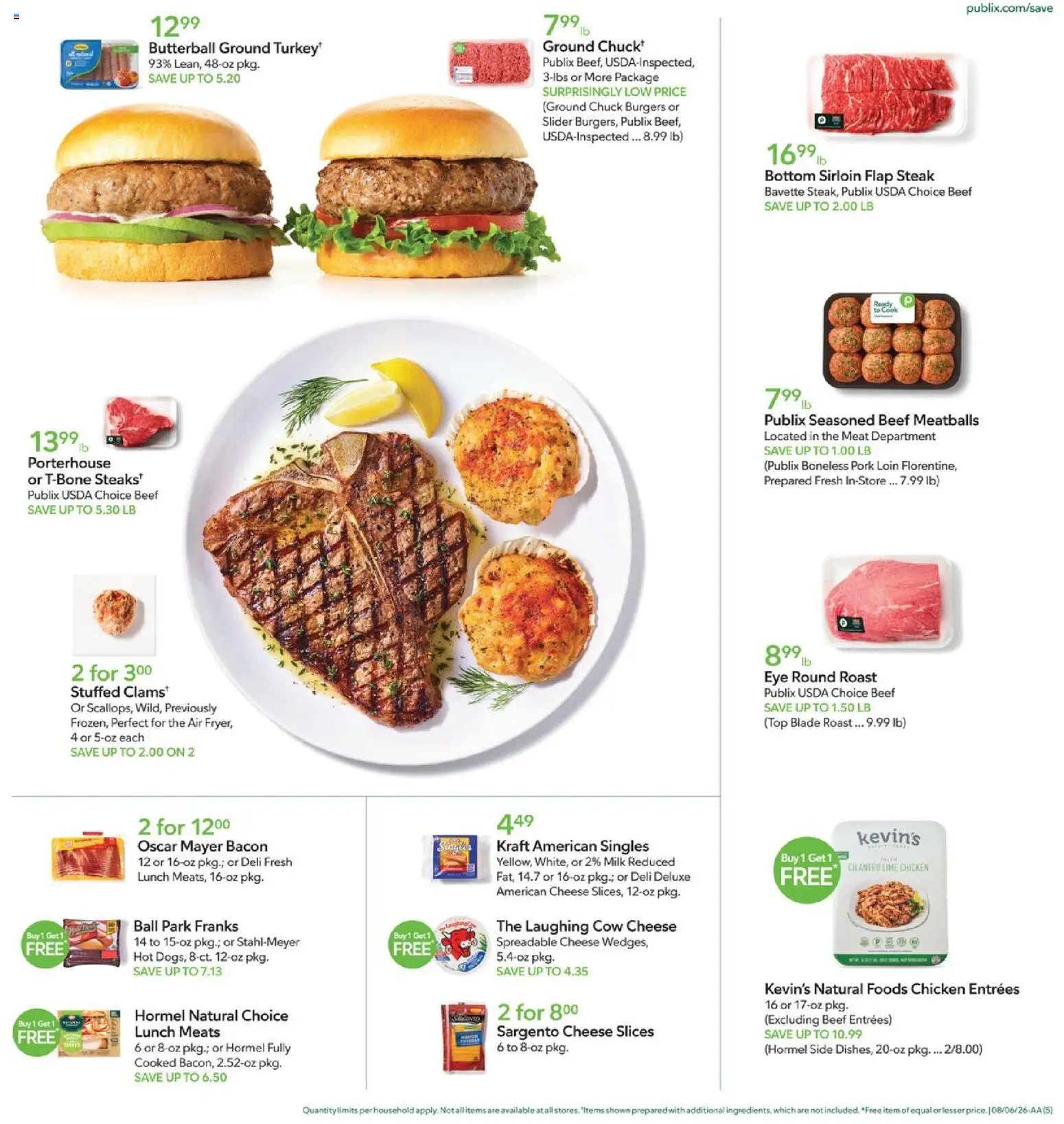 Publix Weekly Ad - valid from 08/05/2026 | Page: 5 | Products: Milk, Cheese, Beef, Lime