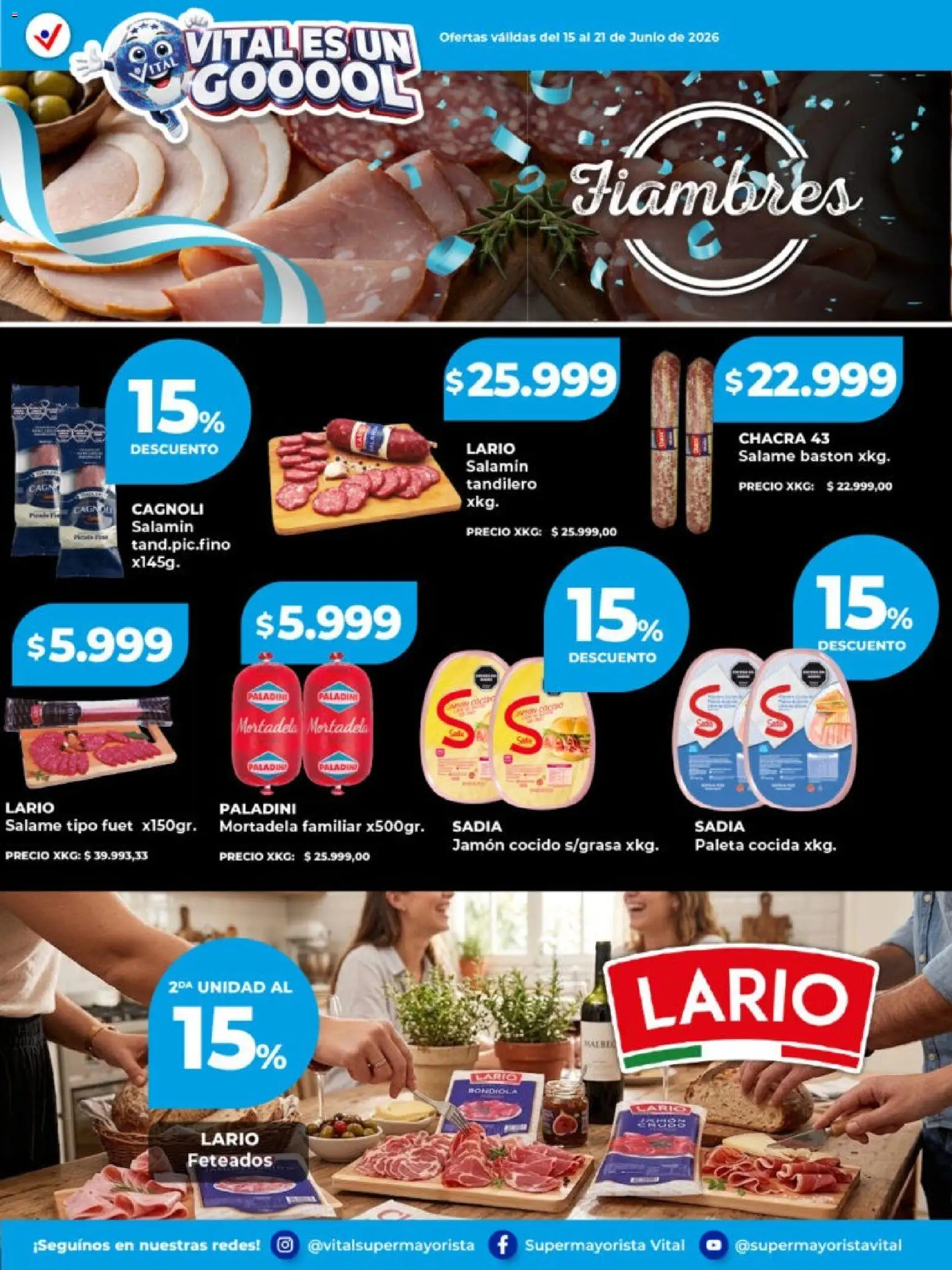 Vital - Especial de frescos │ válido desde el 15.06.2026 | Página: 7 | Productos: Jamón cocido, Mortadela, Paleta, Salame