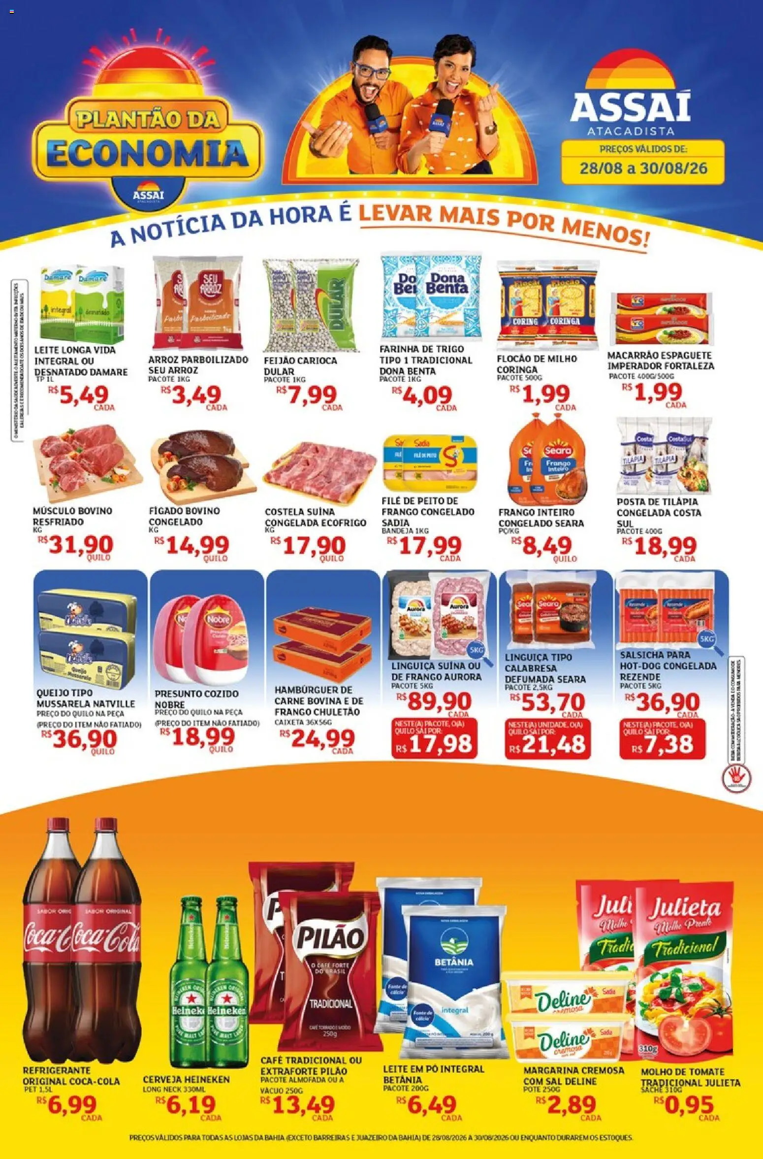 Assaí Atacadista Folheto - válido de 28/08/2026 | Página: 1 | Produtos: Músculo bovino, Cola, Heineken, Bandeja