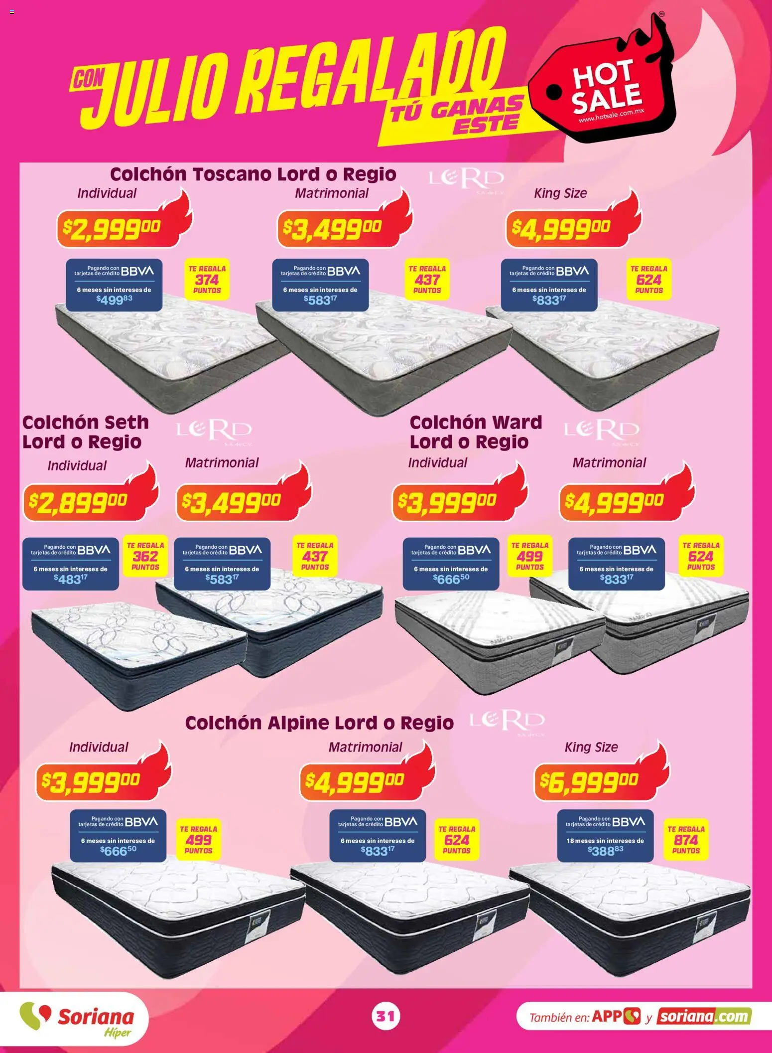 Nuevas ofertas de Soriana válidas en toda la República Mexicana desde el 25.05.2026. ¡Encuentra las mejores ofertas en Soriana Hot Sale Híper Nacional! | Página: 31 | Productos: Colchón, Té