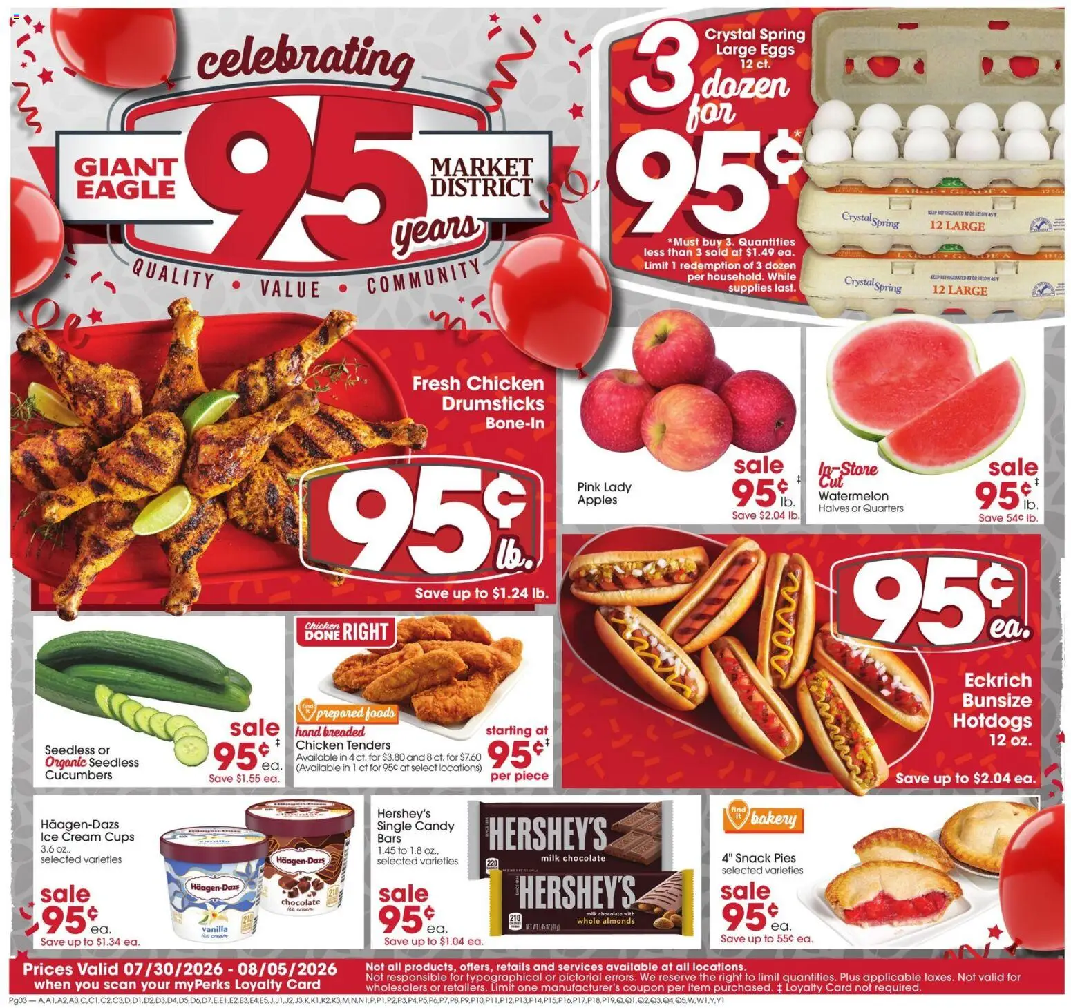 Giant Eagle Weekly Ad - valid from 07/30/2026 | Page: 1 | Products: Eggs, Apples, Cream, Watermelon