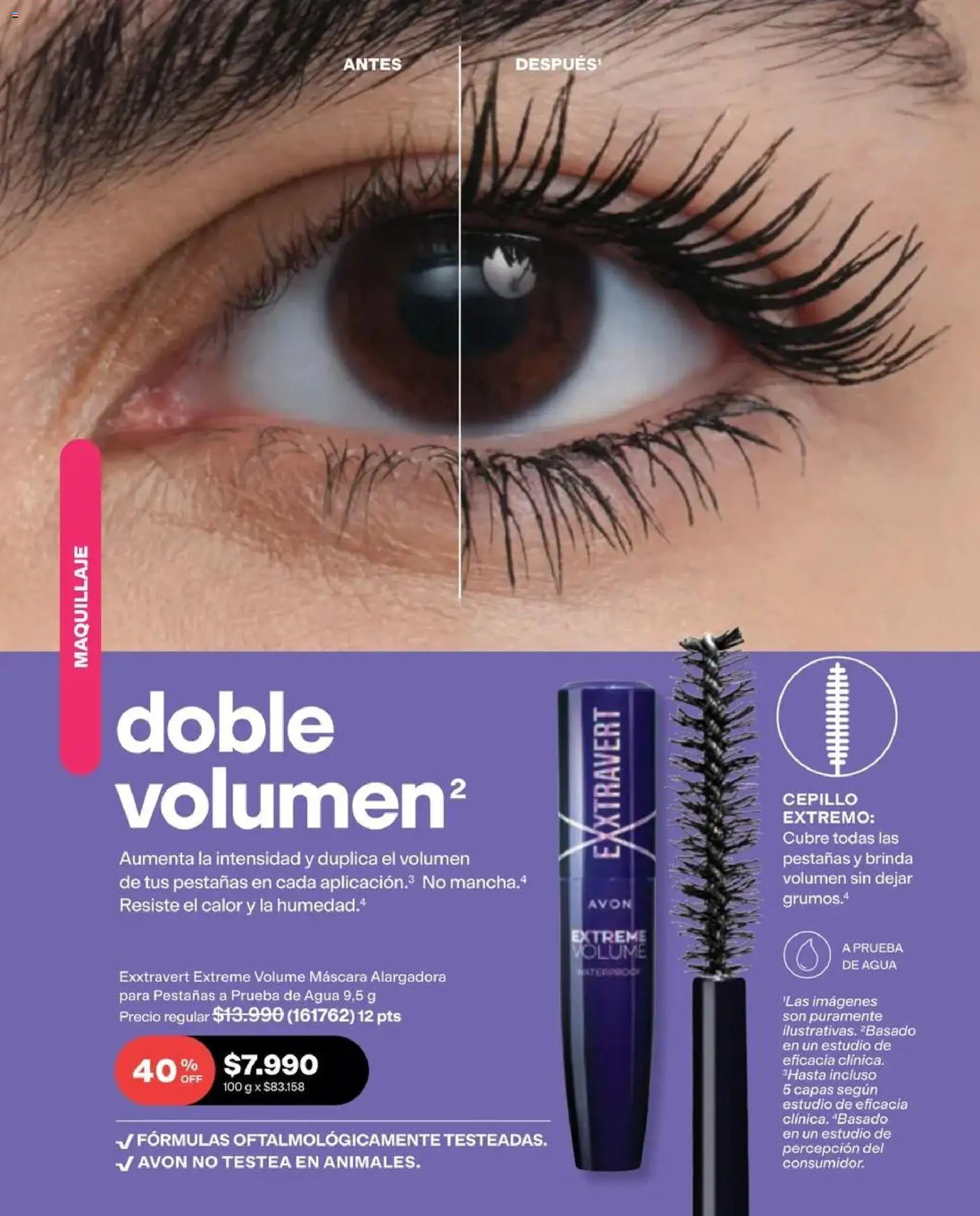 Catálogo Avon Campaña 14 │ válido desde el 15.09.2026 | Página: 17 | Productos: Agua, Maquillaje, Cepillo, Máscara