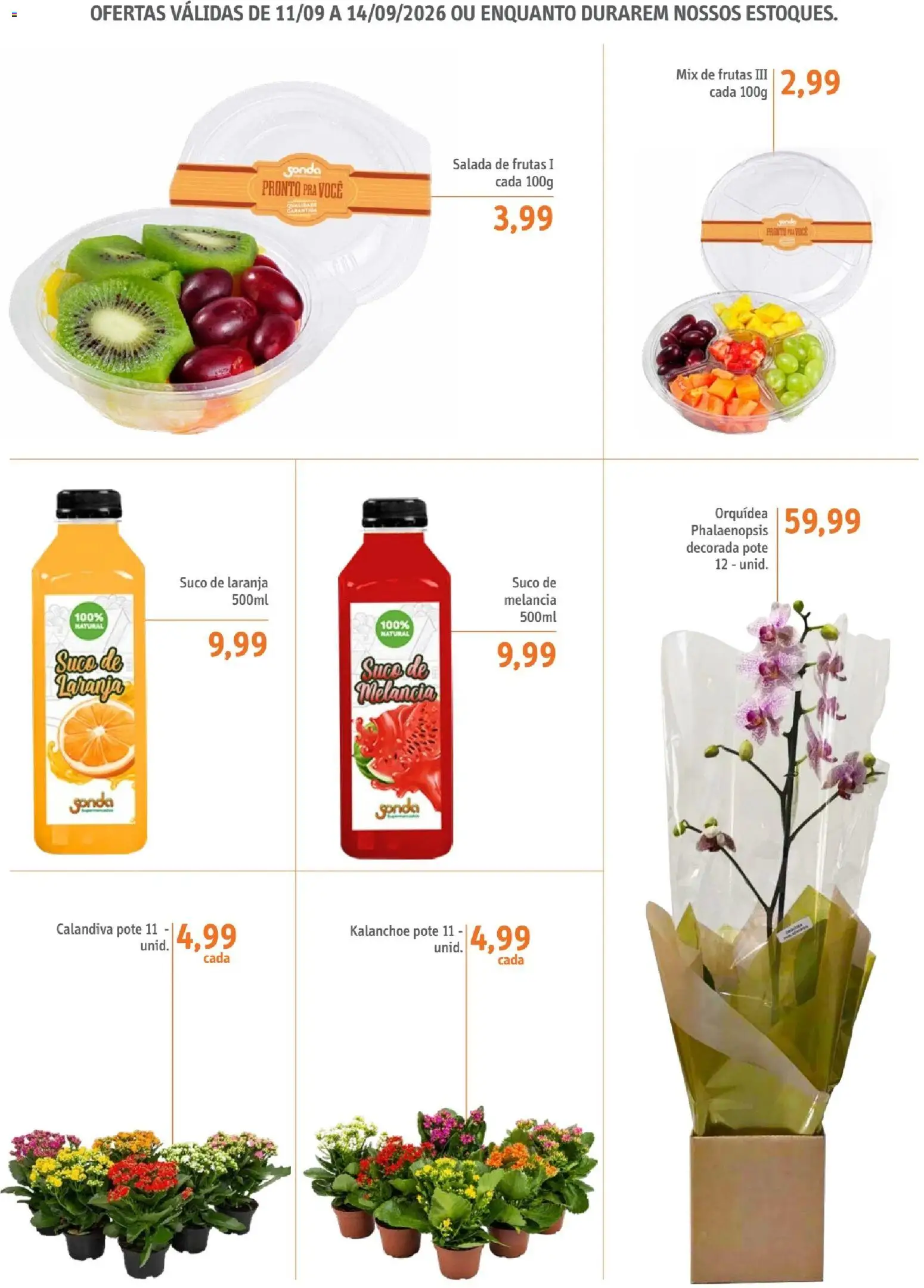 Sonda Folheto - válido de 11/09/2026 | Página: 6 | Produtos: Frutas, Melancia, Suco de laranja, Salada