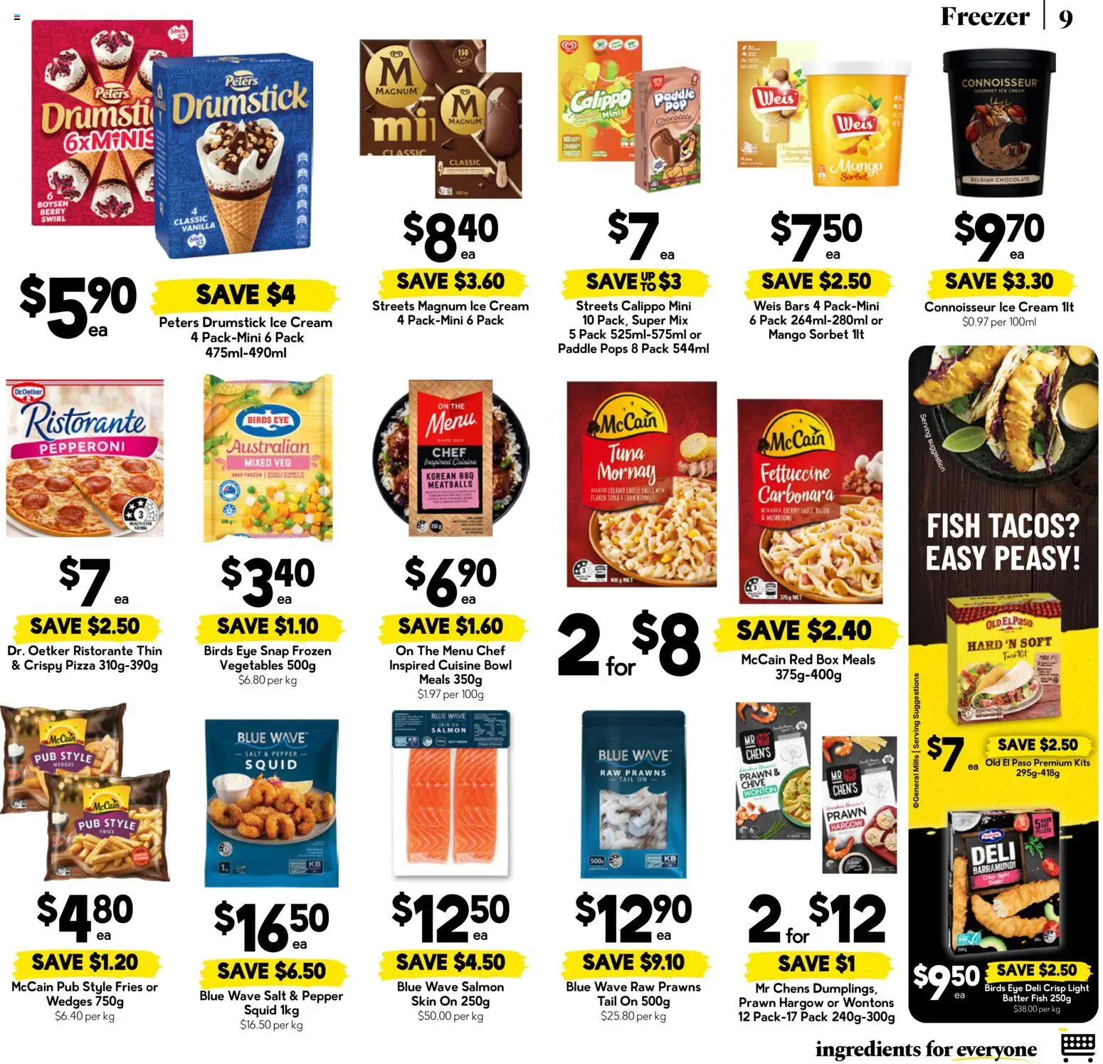 Drakes catalogue - valid from 30/09/2026 | Page: 9 | Products: Fries, Prawns, Sauce, Tuna