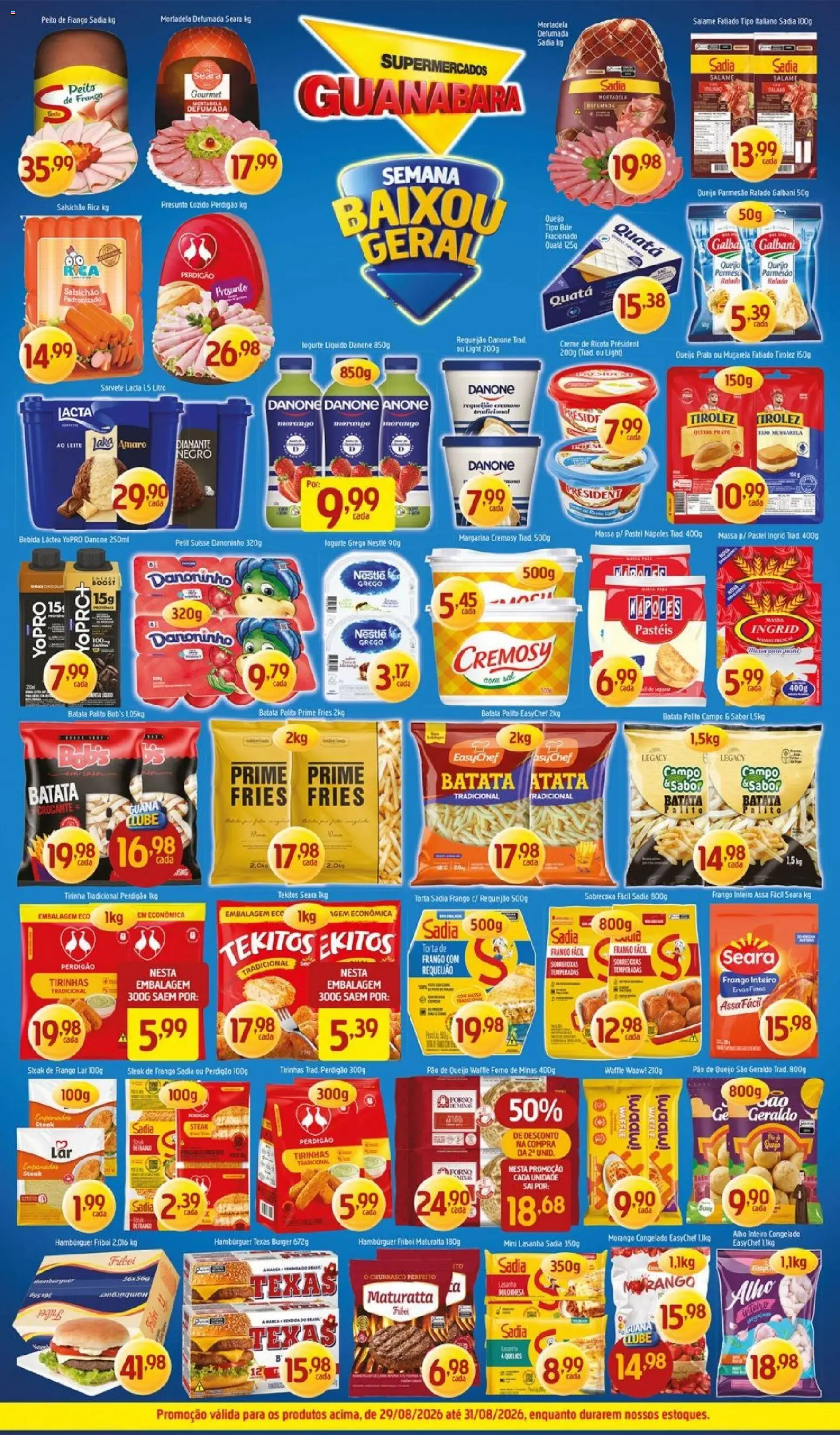 Supermercados Guanabara Folheto - válido de 29/08/2026 | Página: 4 | Produtos: Salsichão, Sorvete, Frango, Iogurte grego
