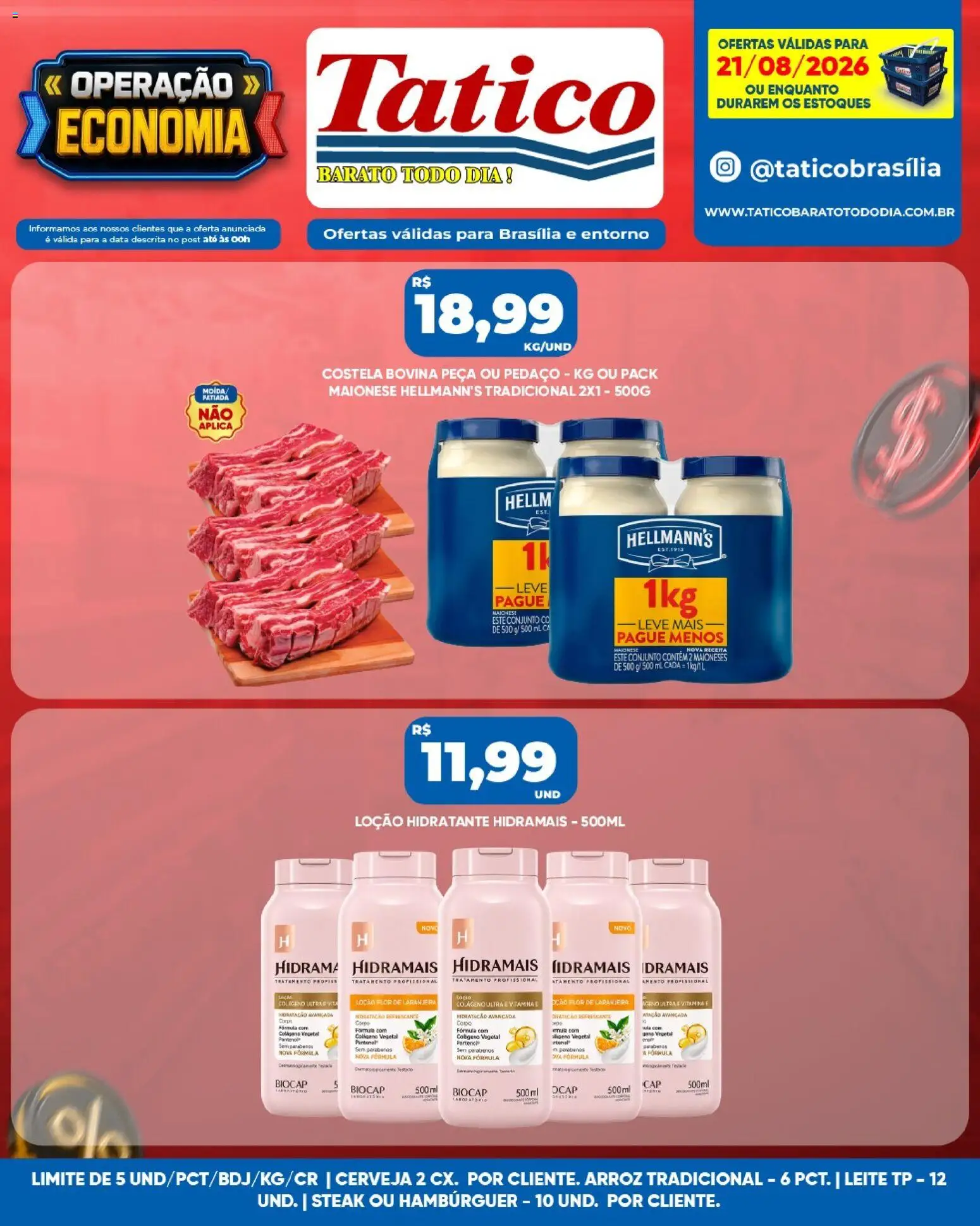 Tatico Folheto - válido de 21/08/2026 | Página: 12 | Produtos: Steak, Cerveja, Arroz, Maionese