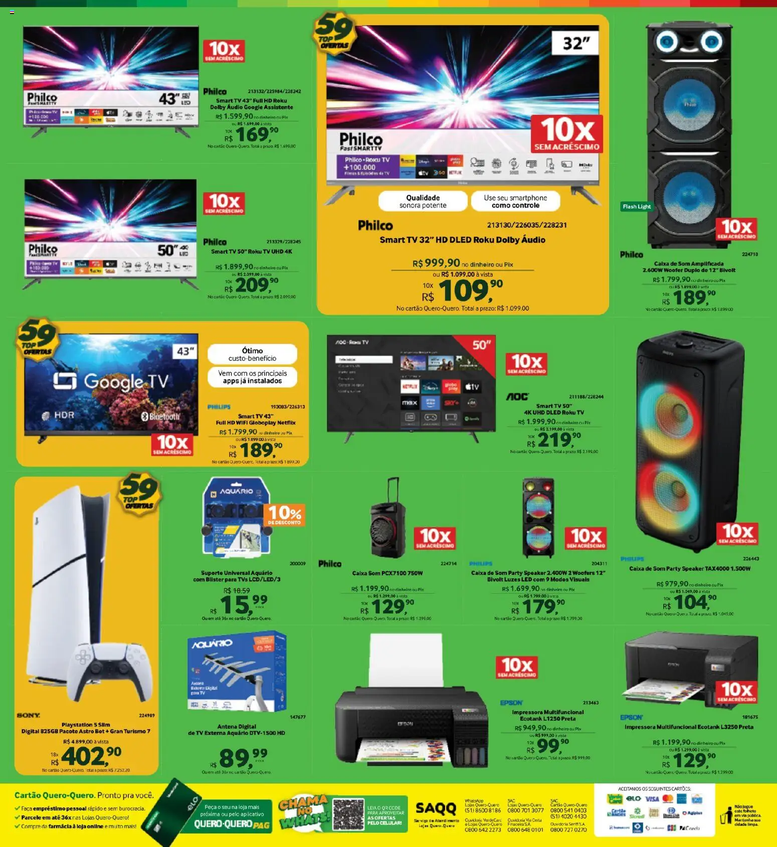 Lojas Quero-Quero Folheto - válido de 15/08/2026 | Página: 16 | Produtos: Smart TV 32, Tv, Playstation 5, Impressora