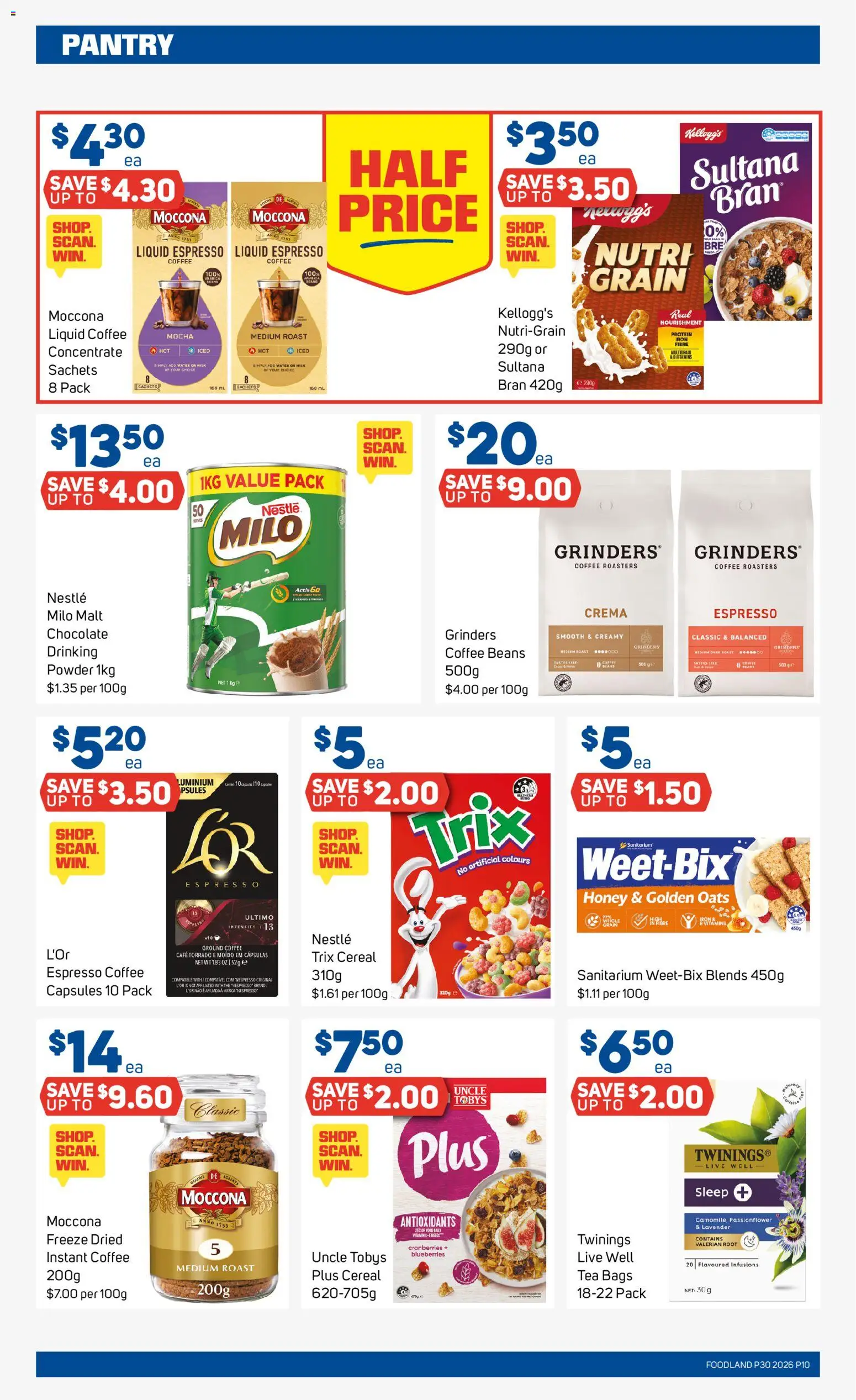 Foodland catalogue - valid from 22/07/2026 | Page: 10 | Products: Milk, Tea, Oats, Water