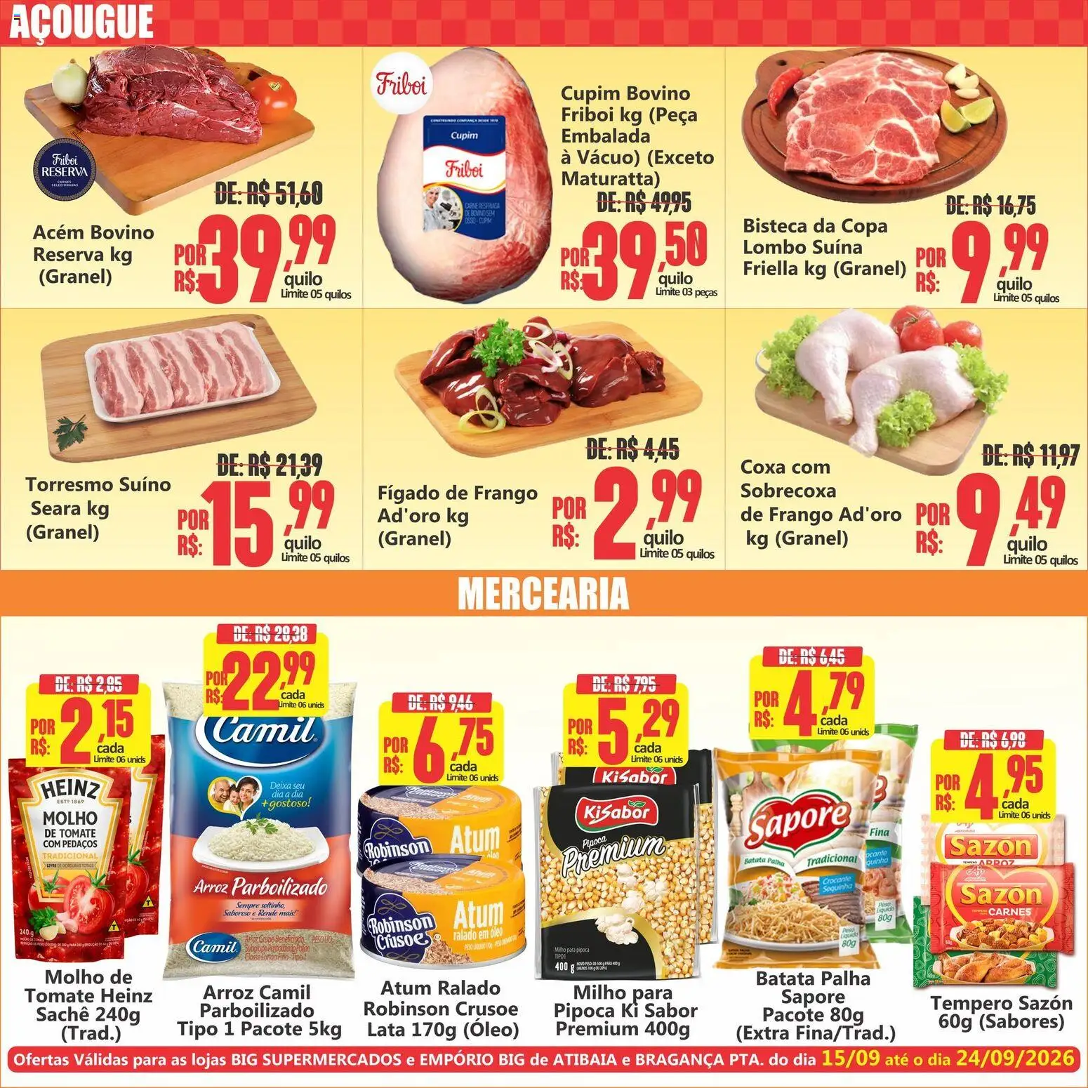 Big Supermercados Folheto - válido de 15/09/2026 | Página: 3 | Produtos: Acém, Arroz parboilizado, Batata, Pipoca