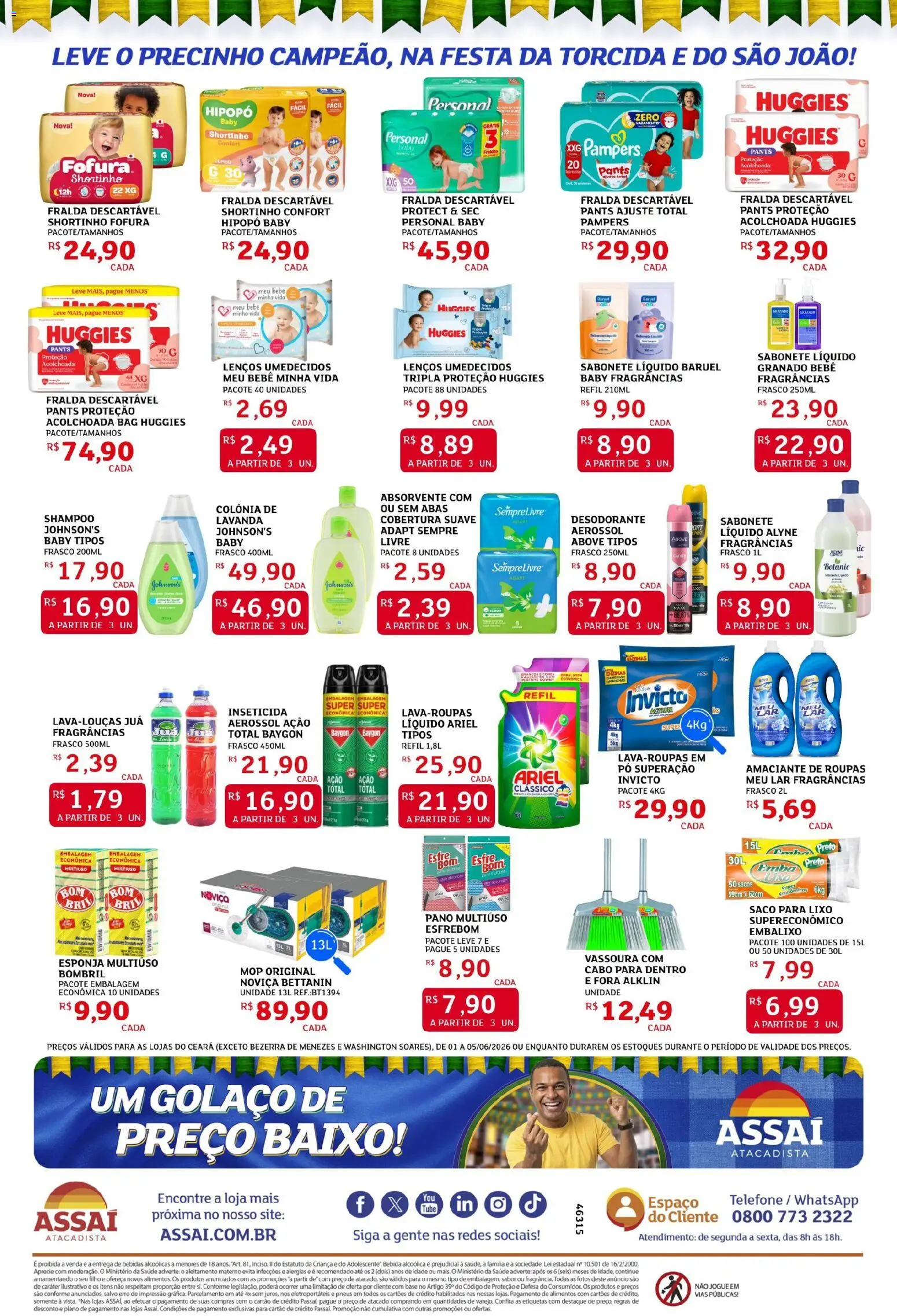 Assaí Atacadista Folheto - válido de 01.06.2026 | Página: 4 | Produtos: Mop, Sempre Livre, Absorvente, Amaciante