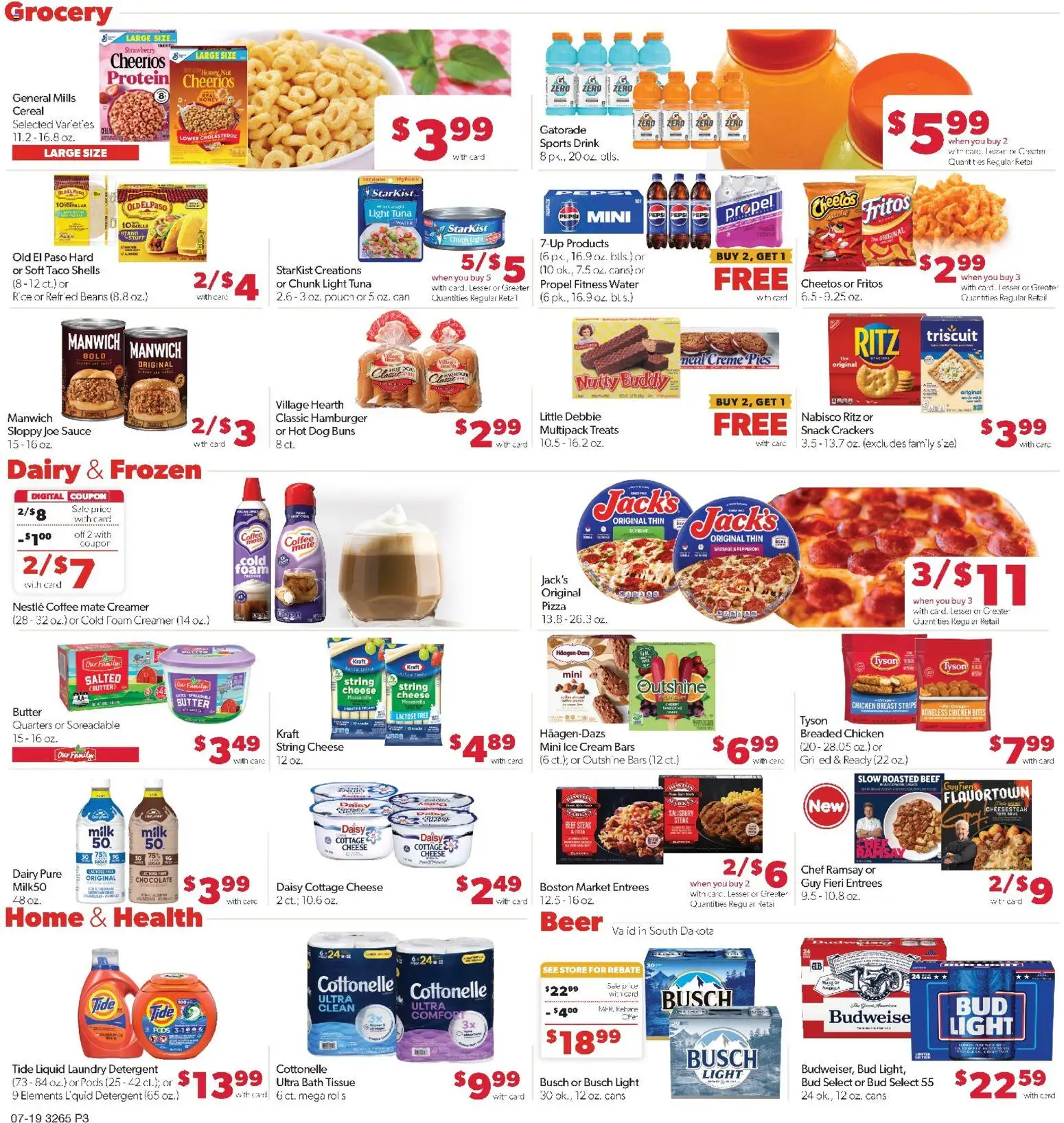Family Fare Weekly Ad - SD - valid from 07/19/2026 | Page: 3 | Products: Bath, Milk, Cottage cheese, Ice cream