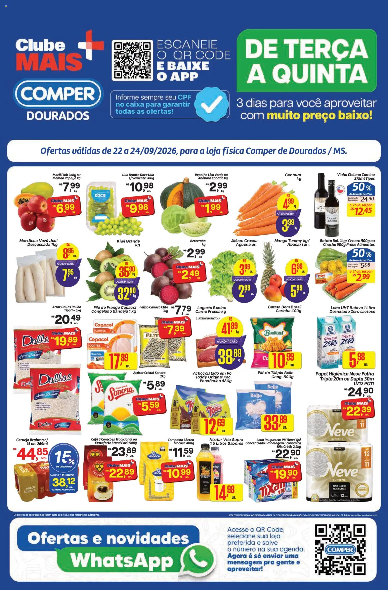 Comper Folheto - válido de 22/09/2026 | Página: 1 | Produtos: Filé de frango, Café, Carne, Alimentos