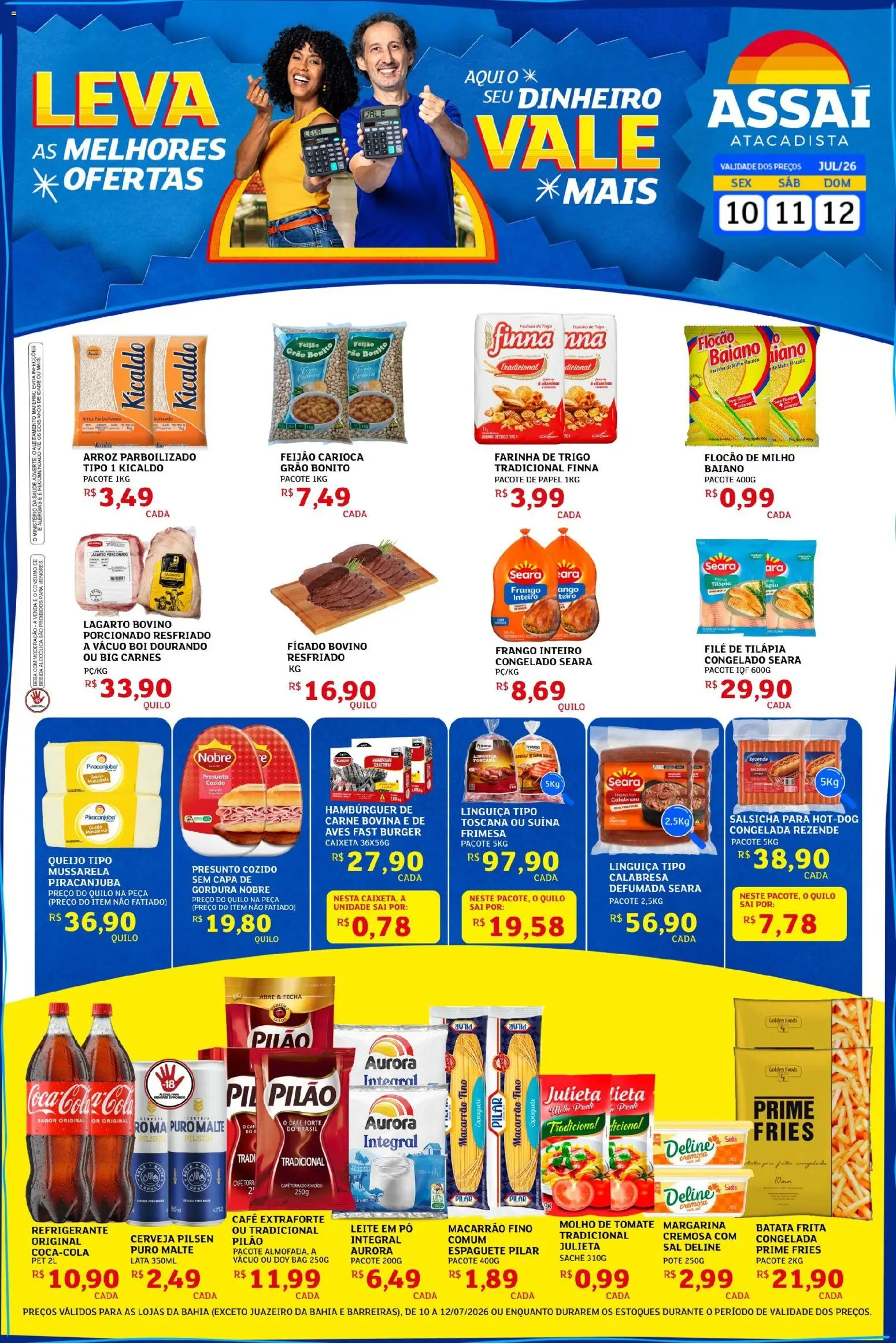 Assaí Atacadista Folheto - válido de 10/07/2026 | Página: 1 | Produtos: Farinha de trigo, Café, Bebida, Mussarela