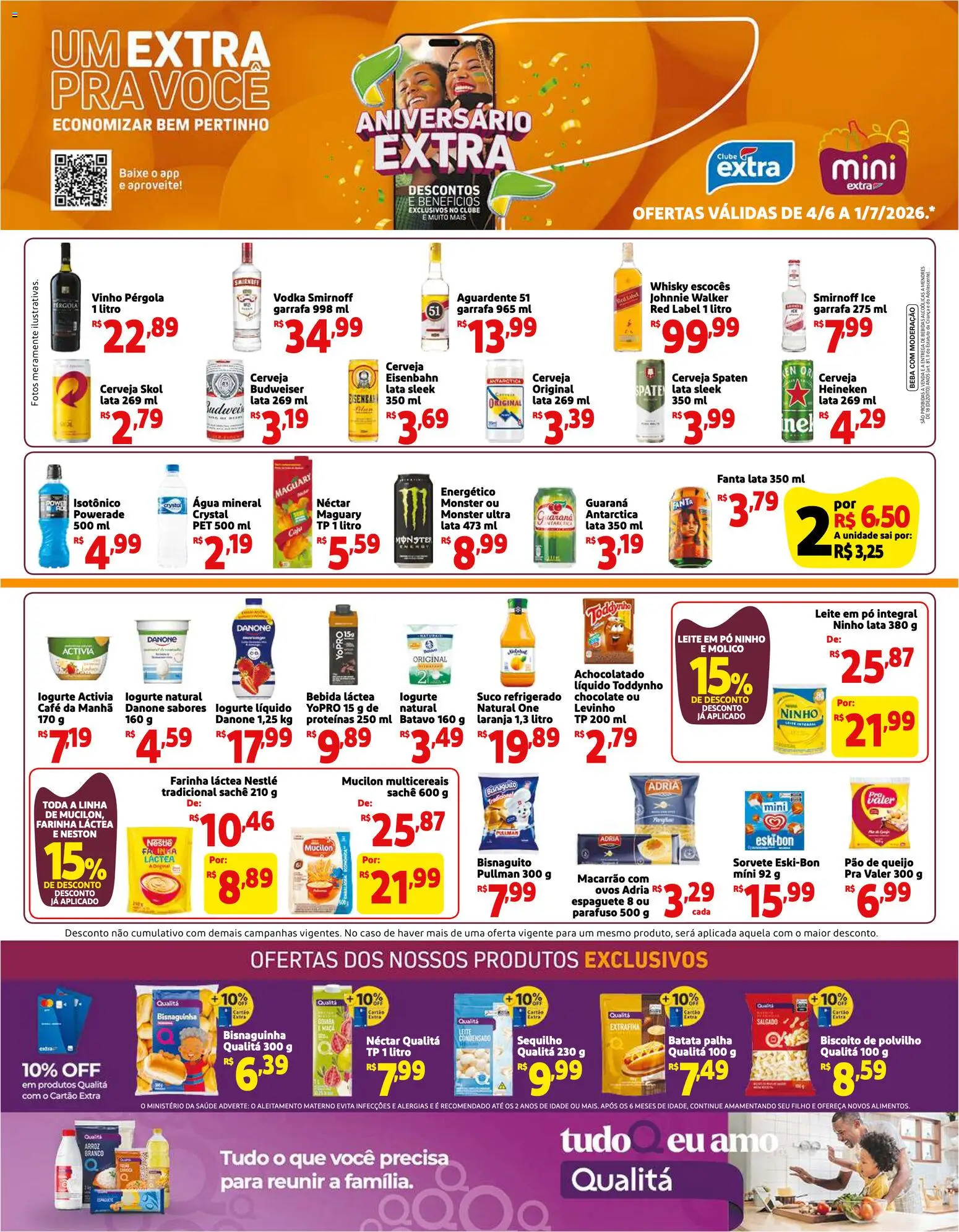 Mini Extra Folheto - válido de 04.06.2026 | Página: 1 | Produtos: Farinha láctea, Ovos, Café, Heineken