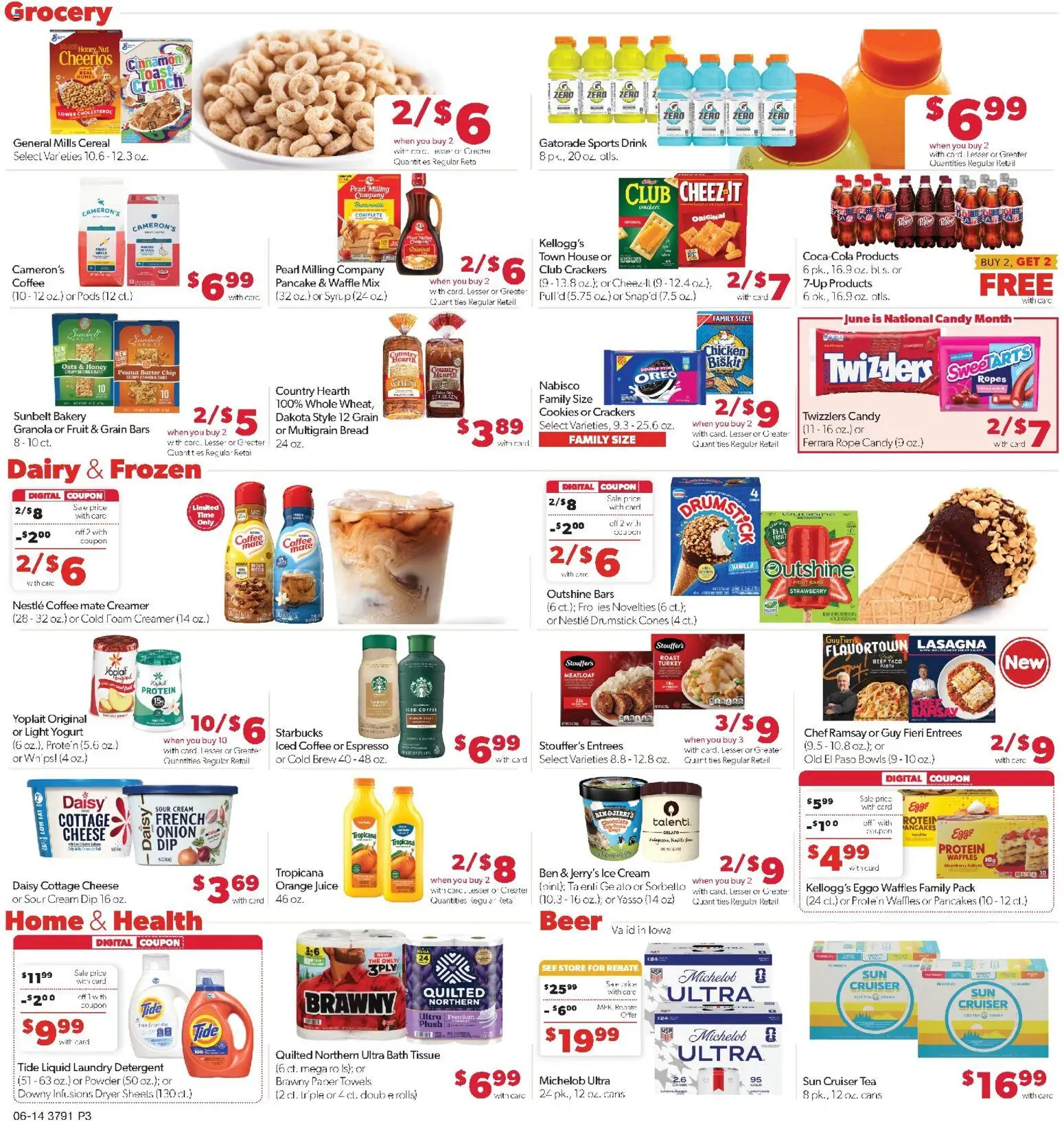 Family Fare Weekly Ad - IA - valid from 14.06.2026 | Page: 3 | Products: Bath, Pasta, Cookies, Onion
