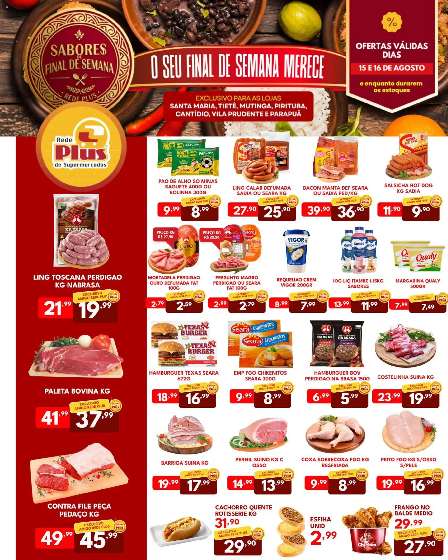 Rede Plus Supermercados Folheto - válido de 14/08/2026 | Página: 2 | Produtos: Pao de alho, Baguete, Barriga suína, Frango
