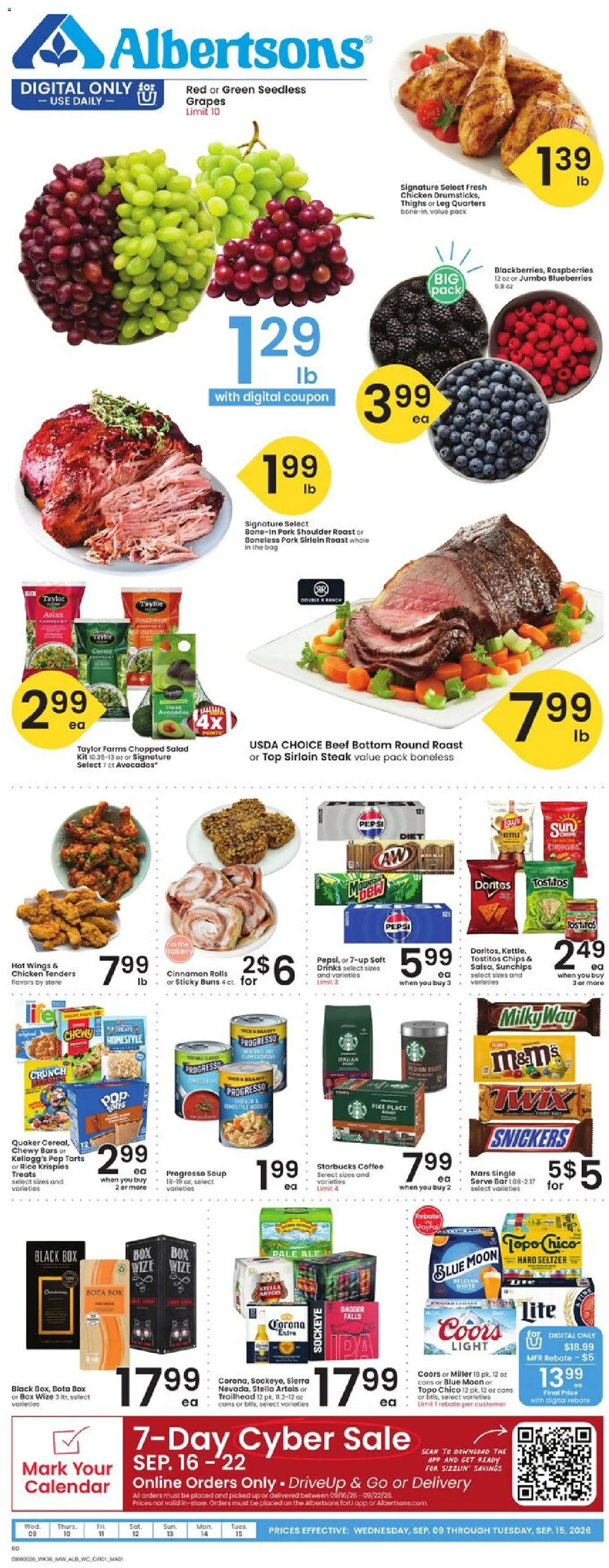 Albertsons Weekly Ad - valid from 09/09/2026 | Page: 1 | Products: Box, Rice, Noodles, Snickers