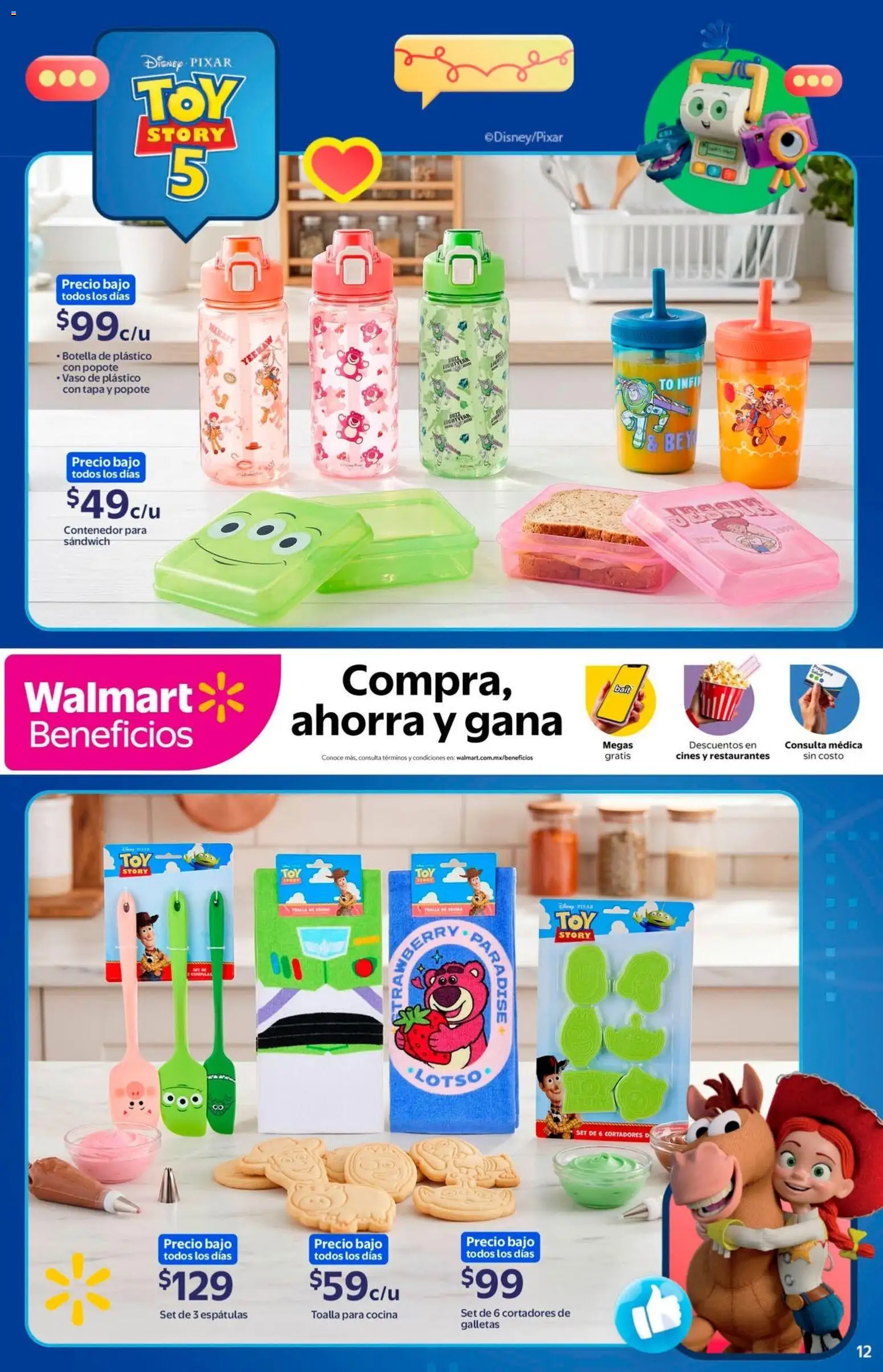 Nuevas ofertas de Walmart válidas en toda la República Mexicana desde el 08.06.2026. ¡Encuentra las mejores ofertas en Walmart folleto Toy Story! | Página: 12 | Productos: Galletas, Toalla, Cocina, Botella