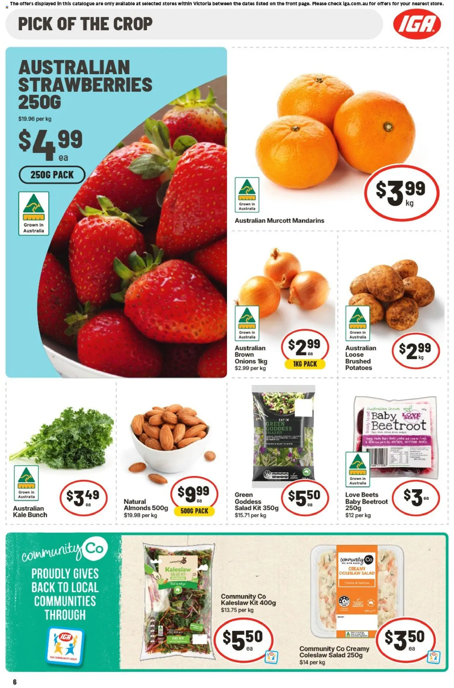 IGA catalogue - valid from 05/08/2026 | Page: 6 | Products: Almonds, Kale, Potatoes, Onions