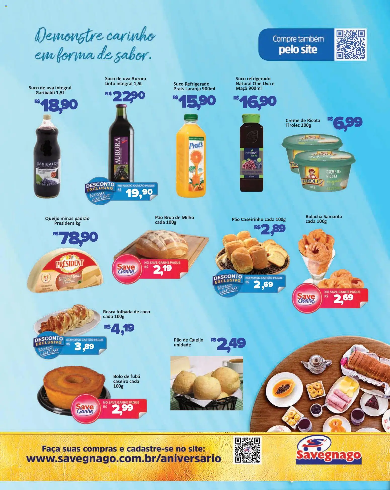 Savegnago Folheto - válido de 23/07/2026 | Página: 11 | Produtos: Queijo, Pão, Bolo, Bolacha