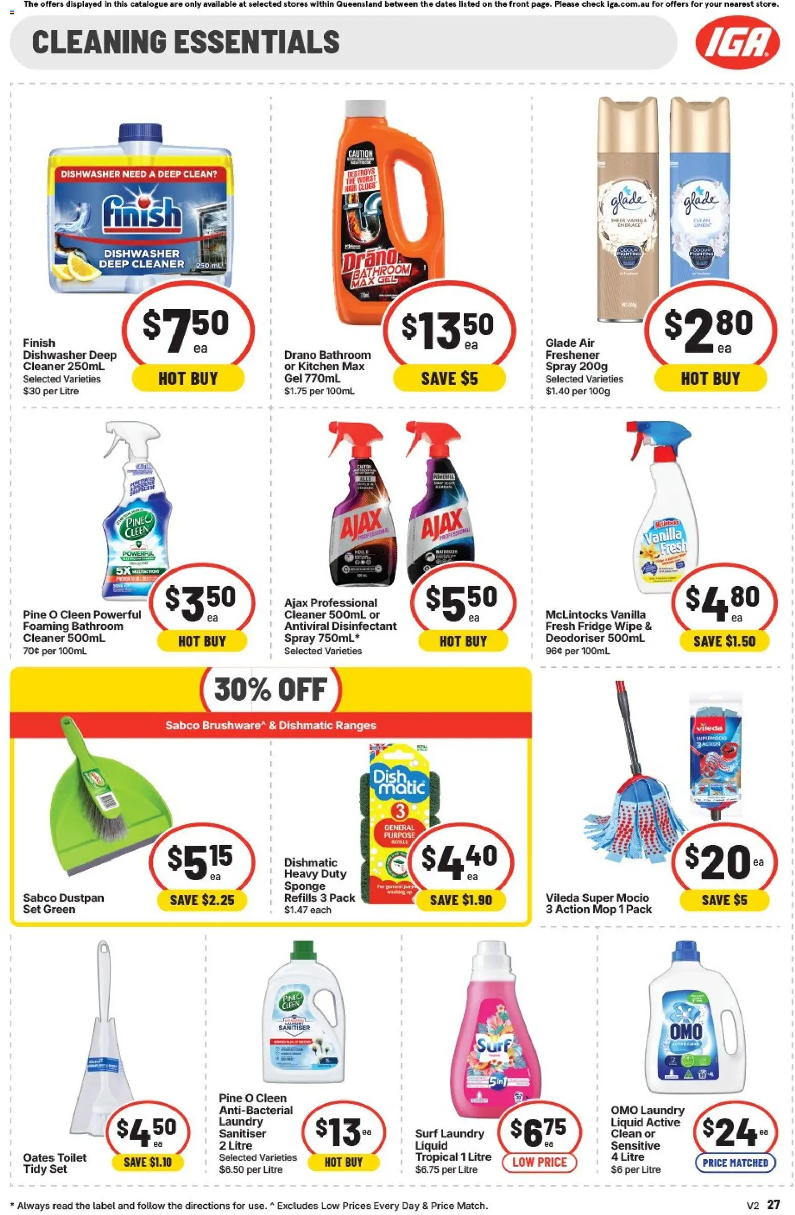 IGA catalogue - valid from 26/08/2026 | Page: 27 | Products: Mop, Sponge, Dishwasher, Bathroom