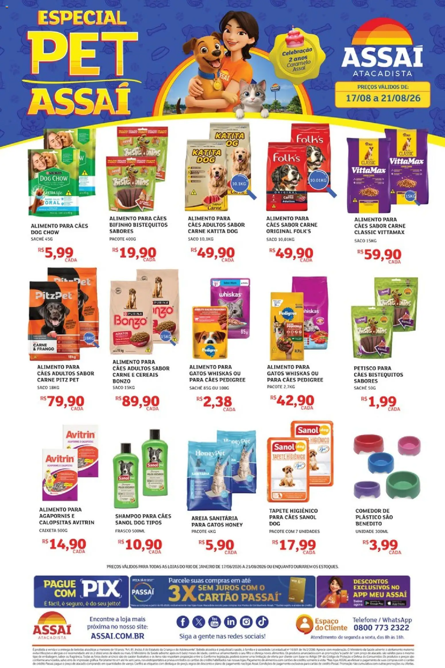 Assaí Atacadista Folheto - válido de 17/08/2026 | Página: 1 | Produtos: Shampoo, Areia, Tapete, Tapete higiênico