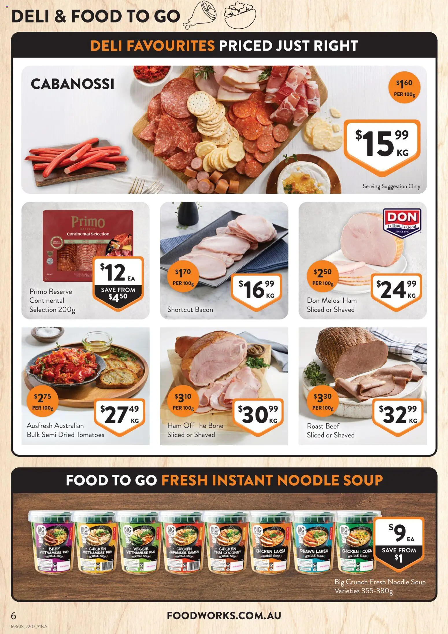 Foodworks catalogue - valid from 22/07/2026 | Page: 6 | Products: Ham, Chicken, Beef, Soup