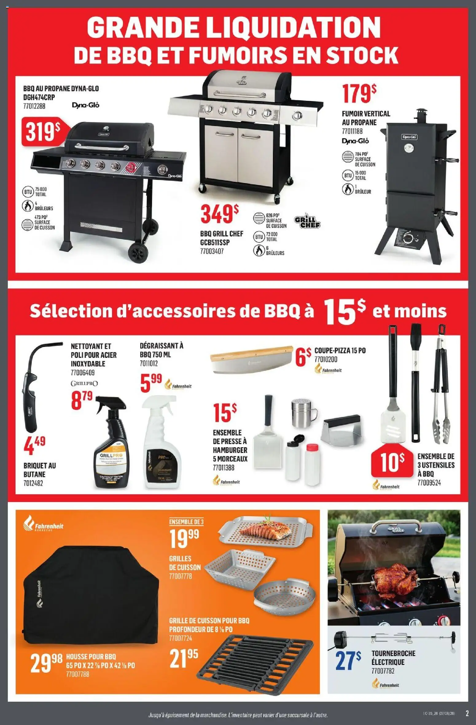 Canac flyer valid from Aug 27, 2026 | Page: 2 | Products: Grill, Hamburger