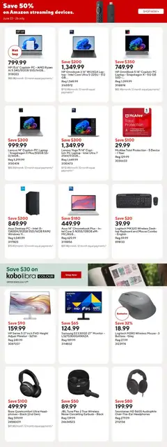 Preview of Staples weekly flyer / circulaire from shop Staples valid from Jun 19, 2026 | Page: 6 | Products: Monitor, PC, Keyboard, Headphones