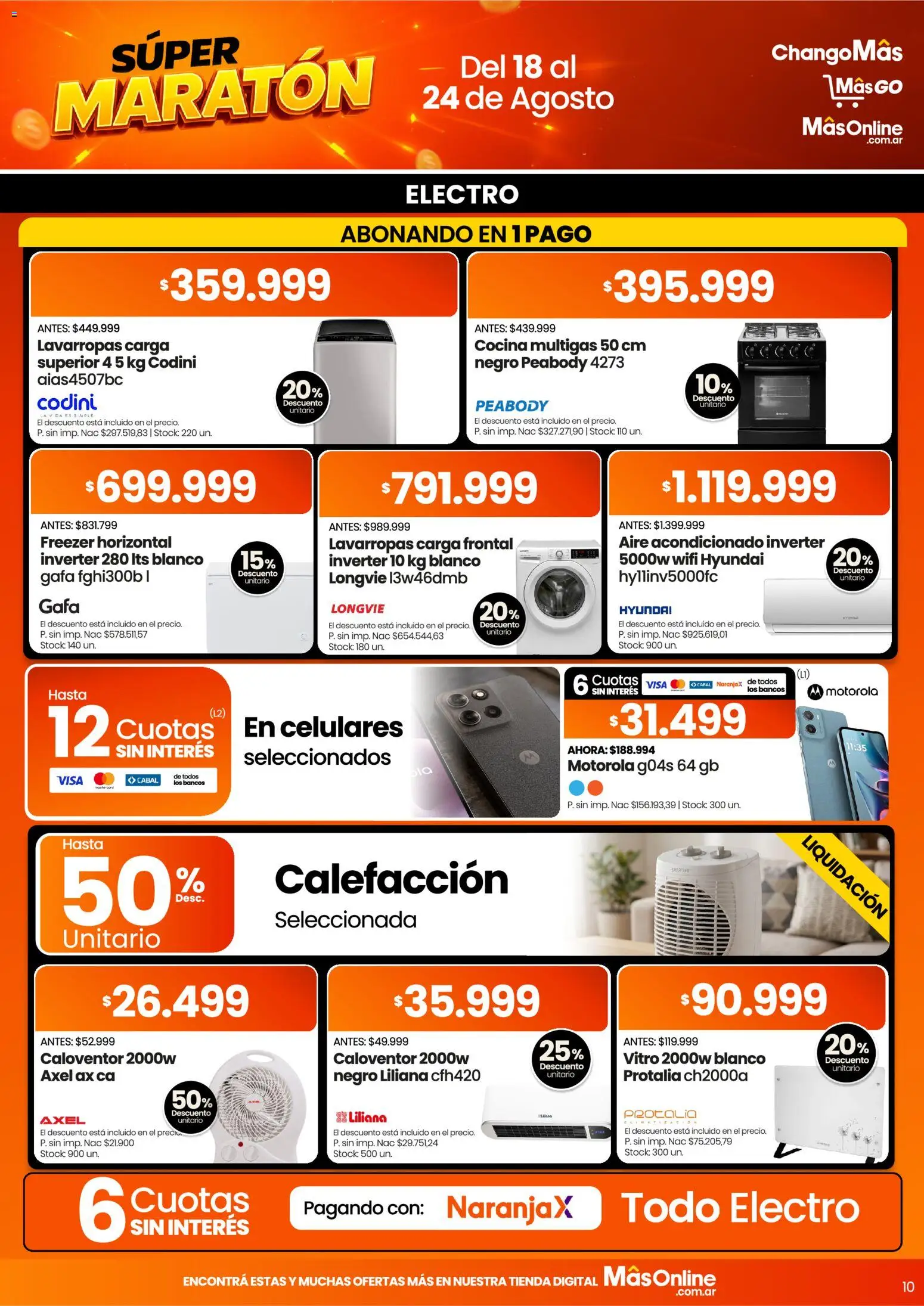 Changomas ofertas │ válido desde el 18/08/2026 | Página: 10 | Productos: Cocina, Aire acondicionado, Lavarropas, Freezer