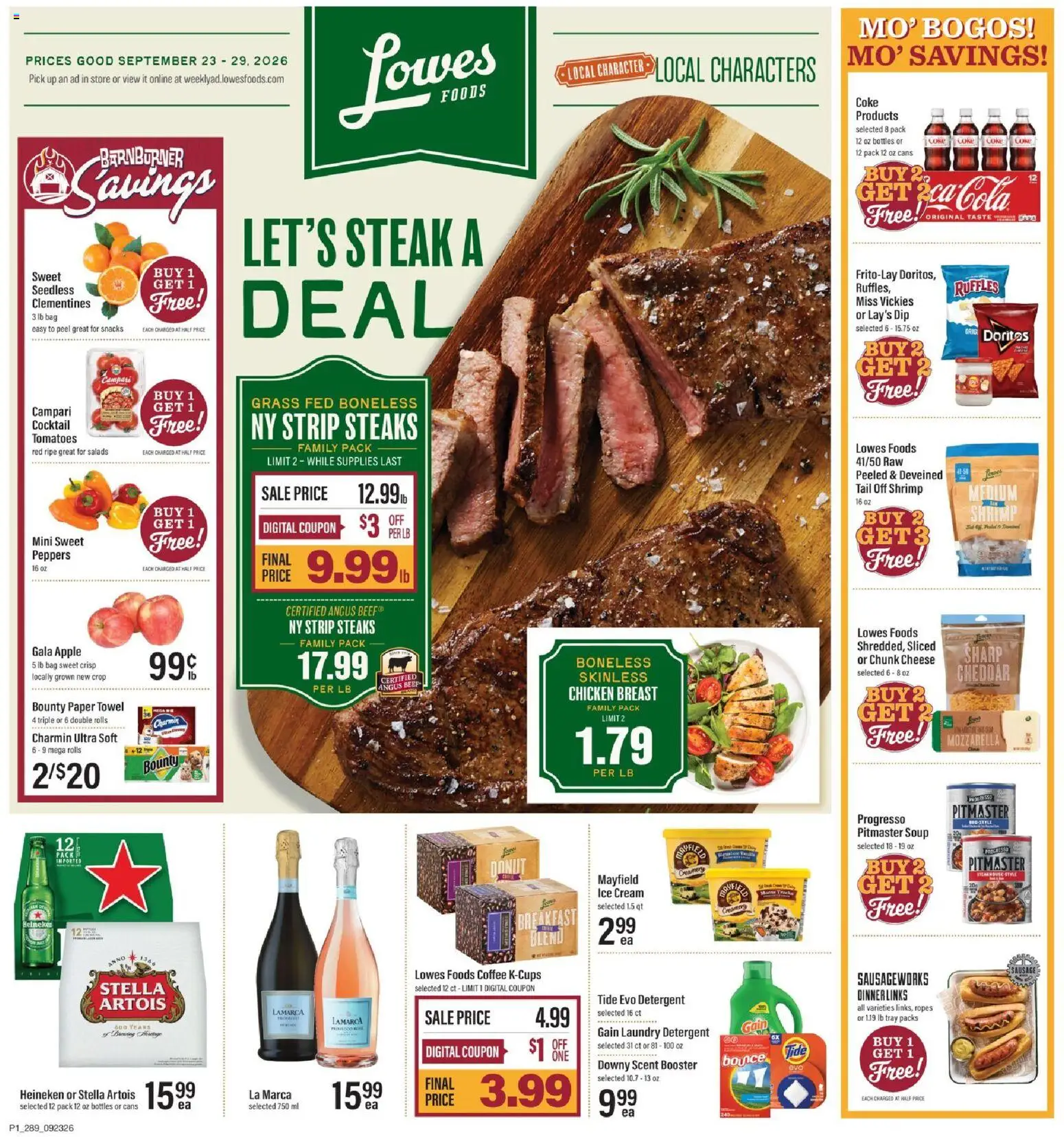 Lowes Foods Weekly Ad - valid from 09/23/2026 | Page: 1 | Products: Peppers, Shrimp, Coffee, Detergent