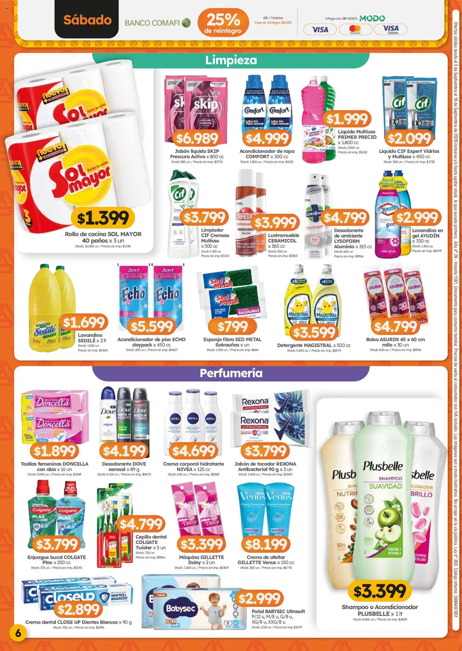 Cordiez - Ofertas │ válido desde el 03/09/2026 | Página: 6 | Productos: Lavandina, Jabón líquido, Cepillo, Desodorante