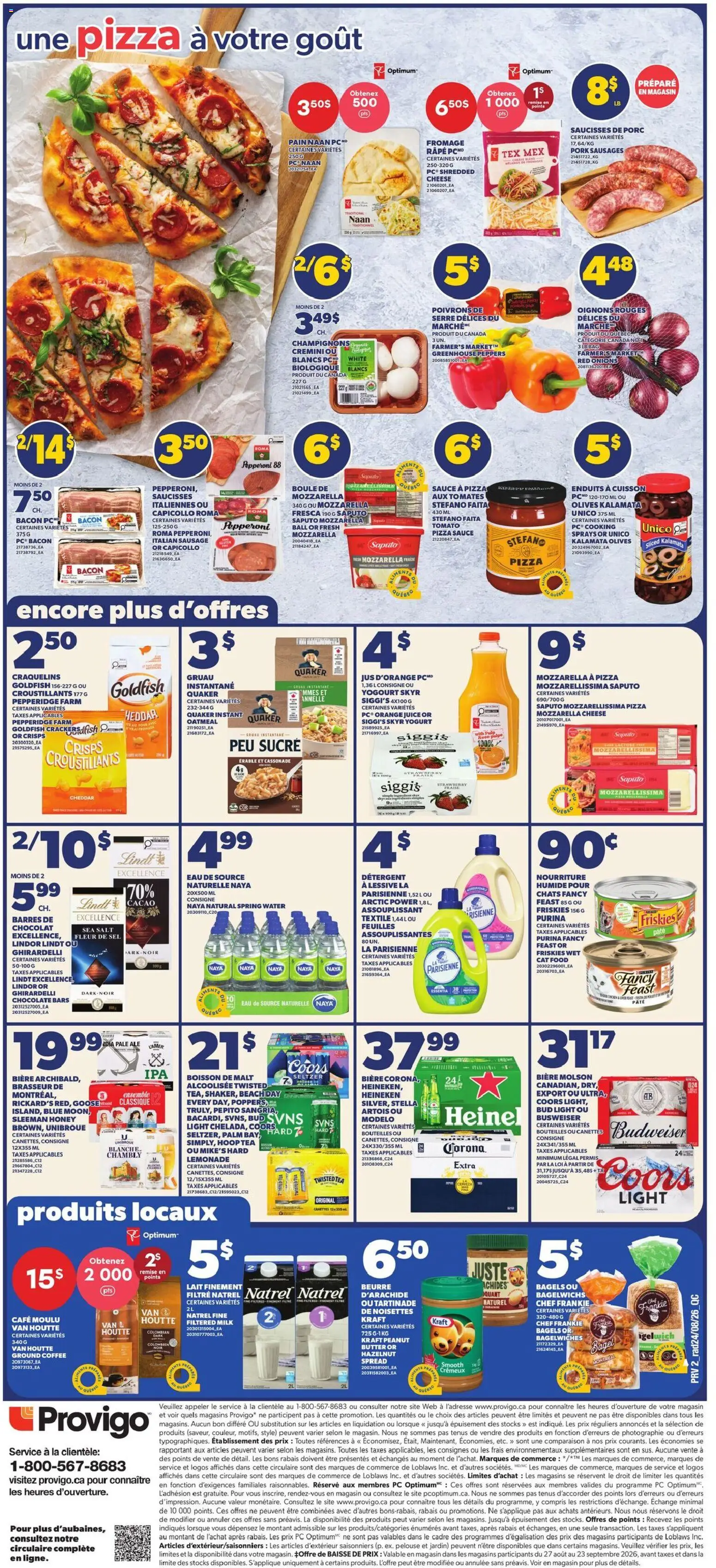 Provigo flyer valid from Aug 27, 2026 | Page: 2 | Products: Fish, Mozzarella, Food, Chocolate