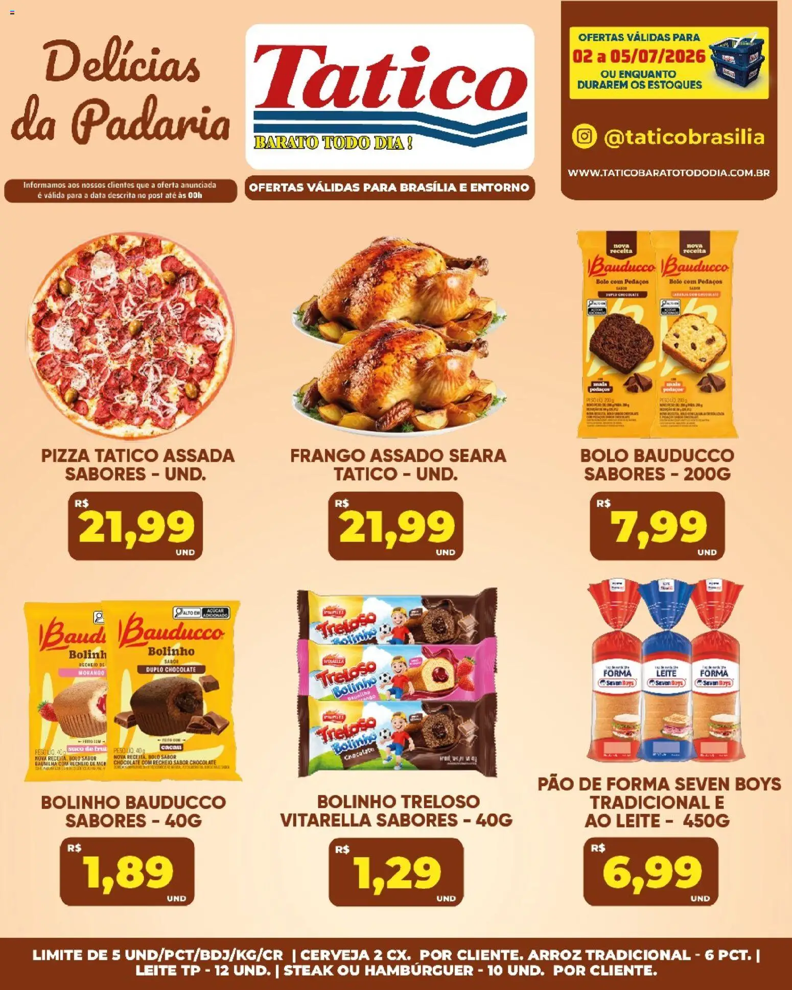 Tatico Folheto - válido de 04/07/2026 | Página: 34 | Produtos: Leite, Pão, Pão de forma, Frango