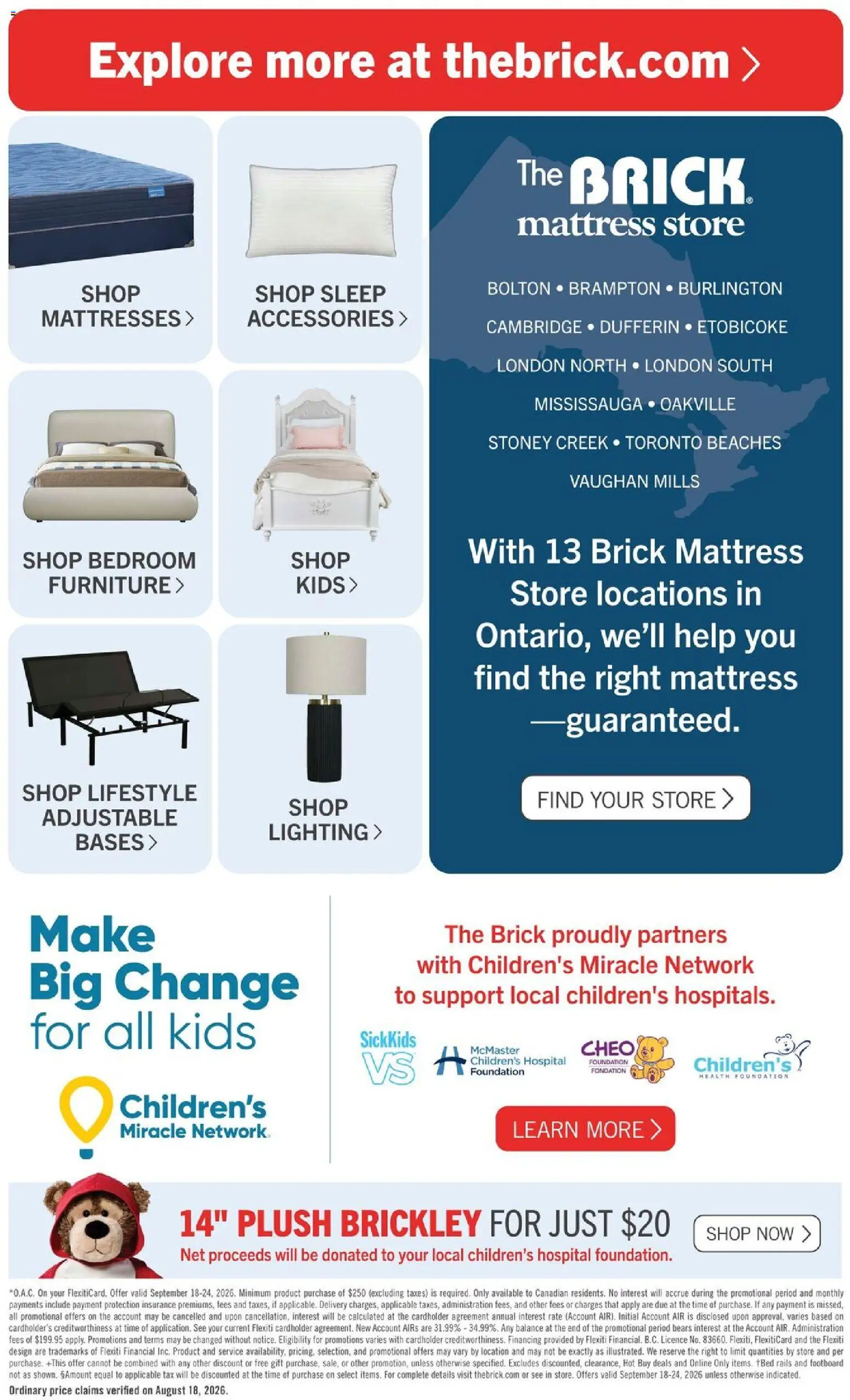 The Brick flyer valid from Sep 18, 2026 | Page: 10 | Products: Mattresses, Mattress, Lighting