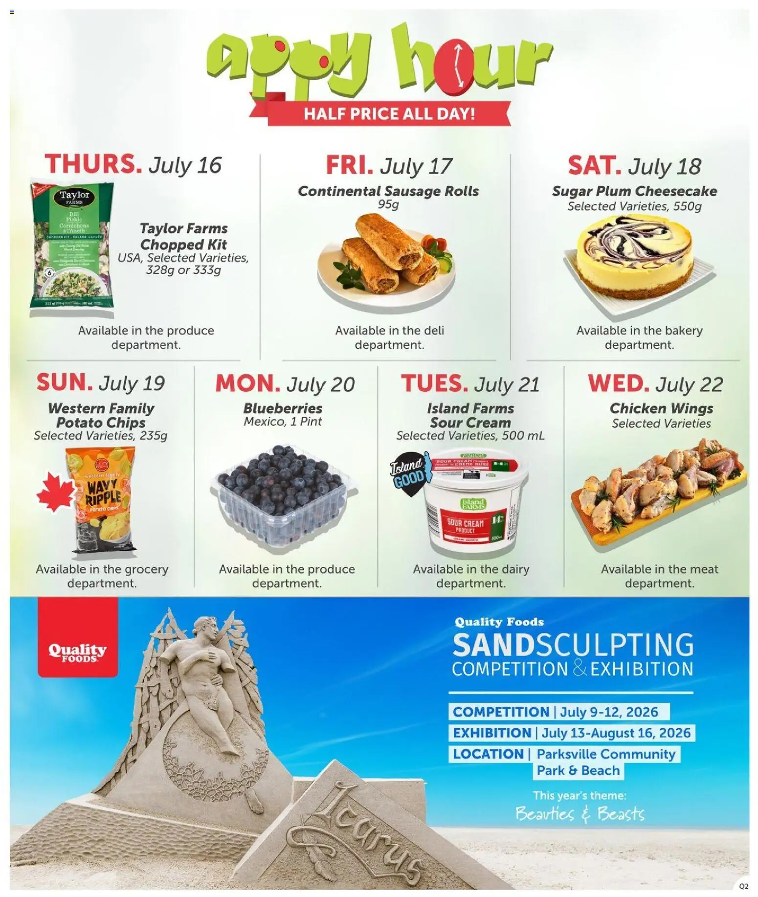 Quality Foods flyer valid from Jul 16, 2026 | Page: 14 | Products: Chips, Chicken wings, Bakery, Chicken
