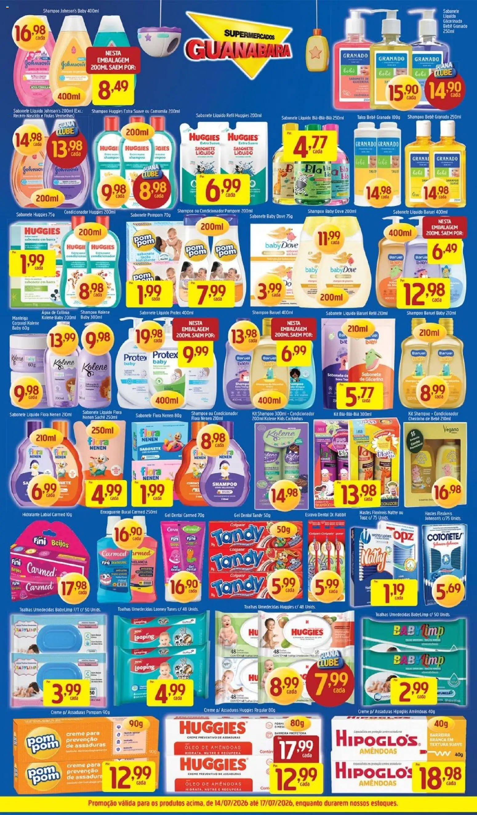 Supermercados Guanabara Folheto - válido de 14/07/2026 | Página: 15 | Produtos: Shampoo, Hipoglós, Amêndoas, Sabonete líquido