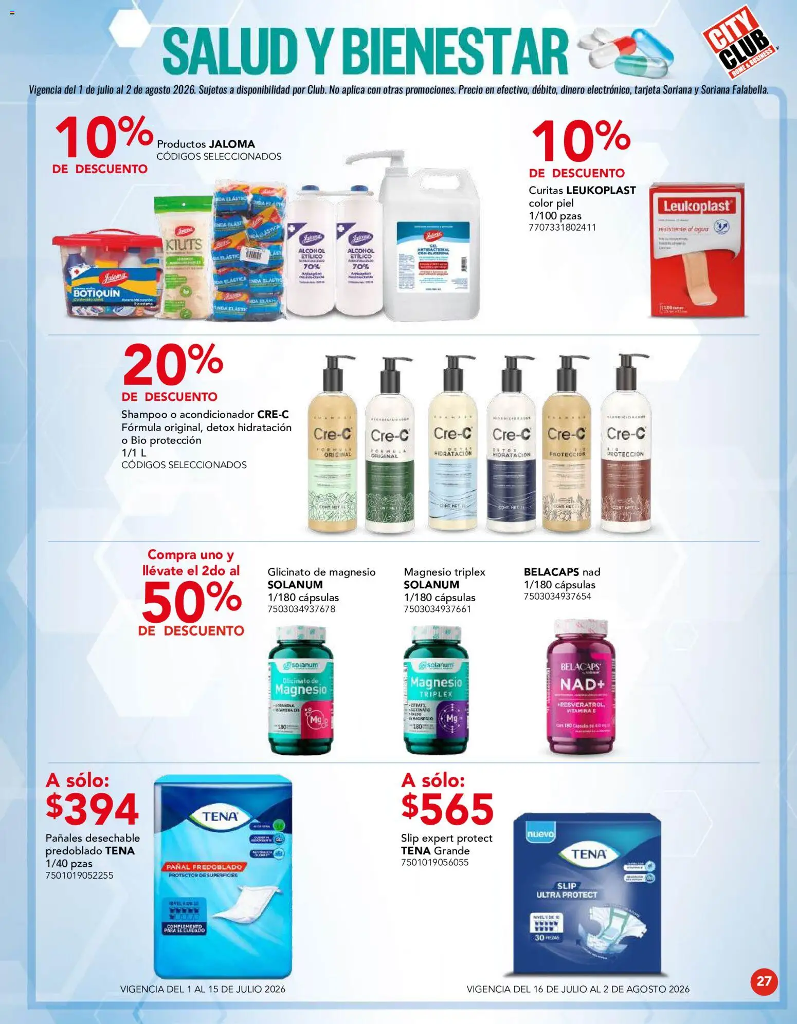 Nuevas ofertas de City Club válidas en toda la República Mexicana desde el 01/07/2026. ¡Encuentra las mejores ofertas en City Club catálogo! | Página: 27 | Productos: Pañales, Acondicionador
