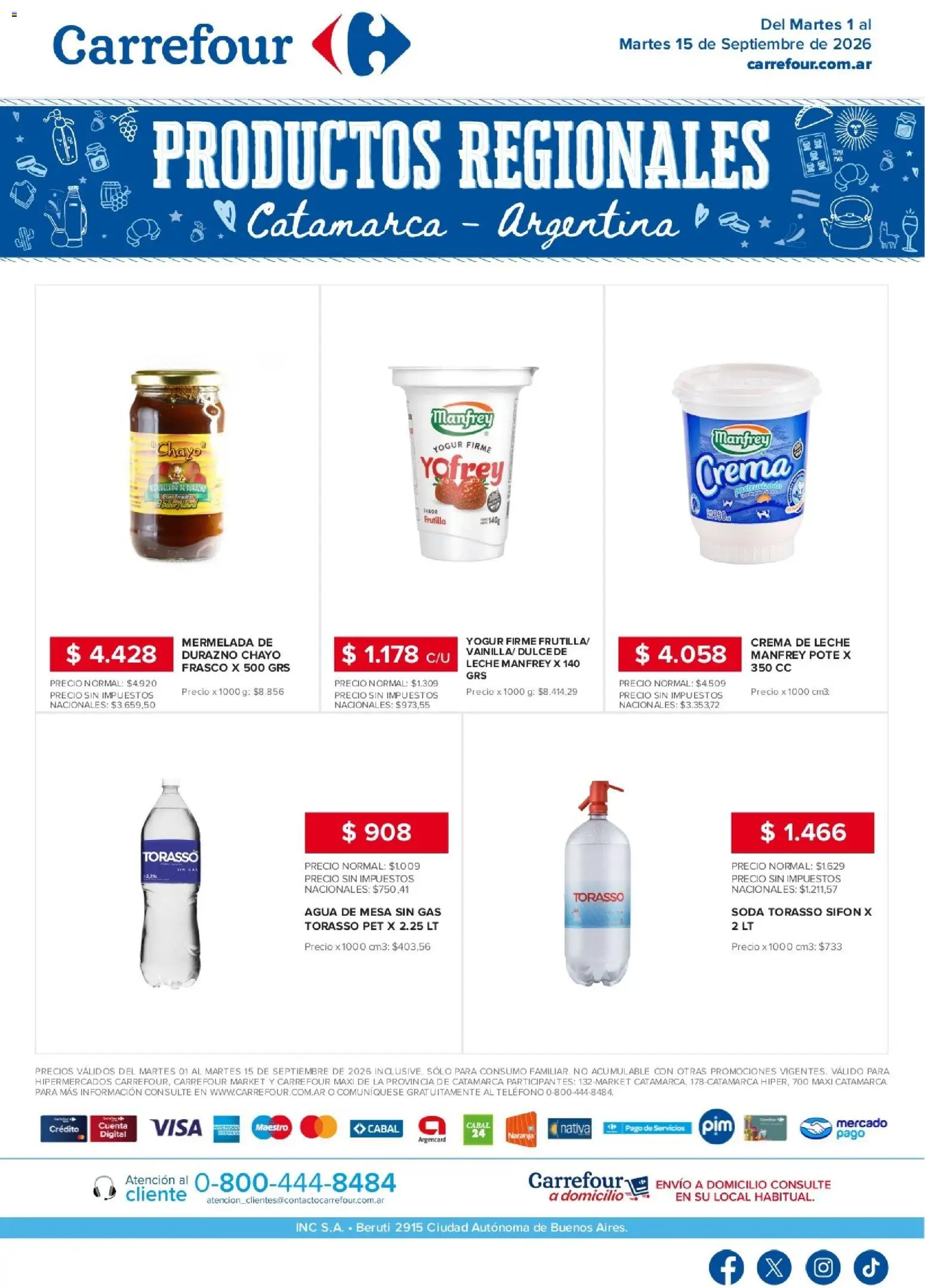Carrefour - Regionales | Catamarca │ válido desde el 01/09/2026 | Página: 1 | Productos: Teléfono, Frutilla, Frasco, Crema