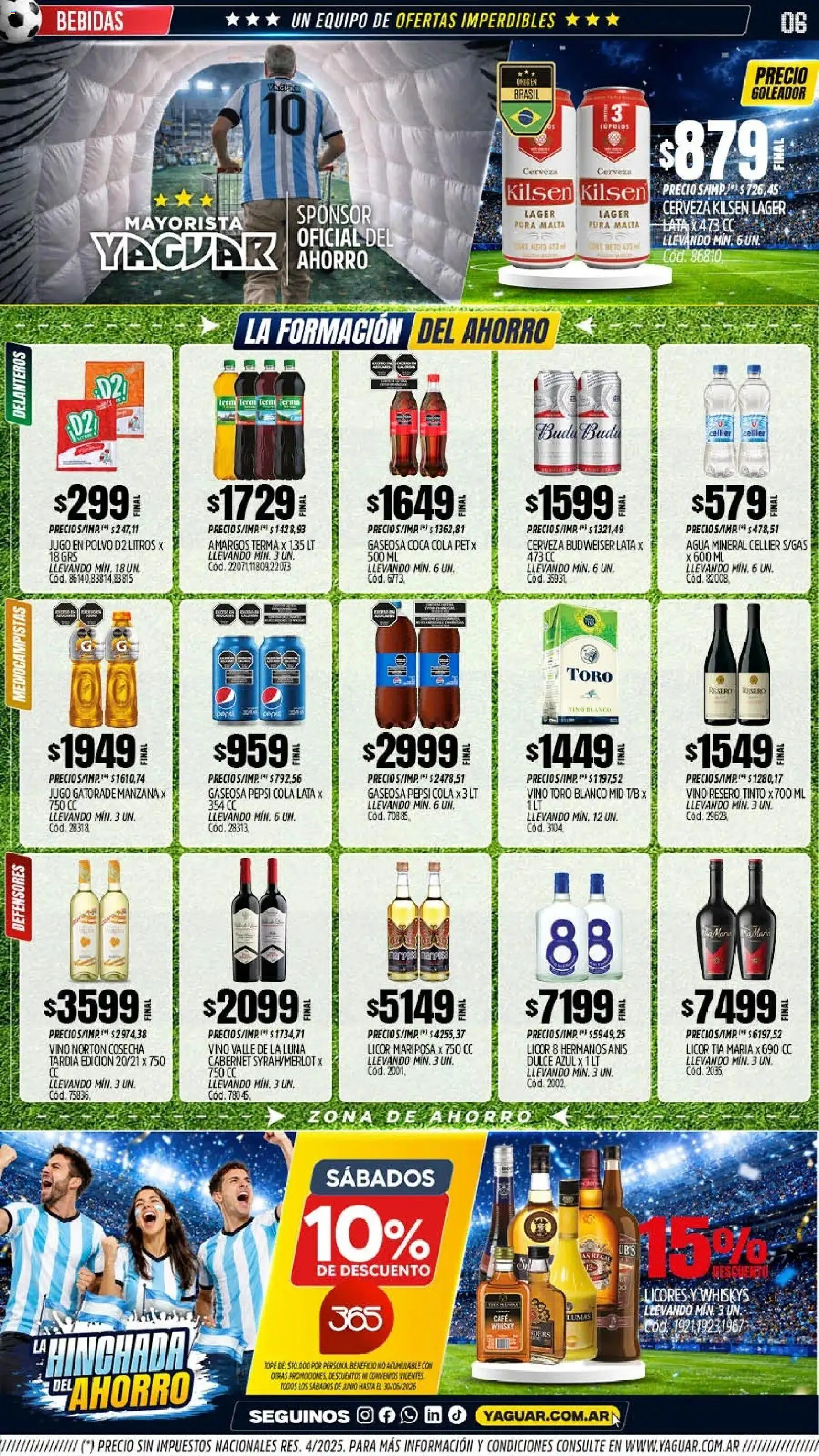 Yaguar - Oferta Semanal Mendoza │ válido desde el 01.06.2026 | Página: 6 | Productos: Gaseosa, Manzana, Agua, Vino