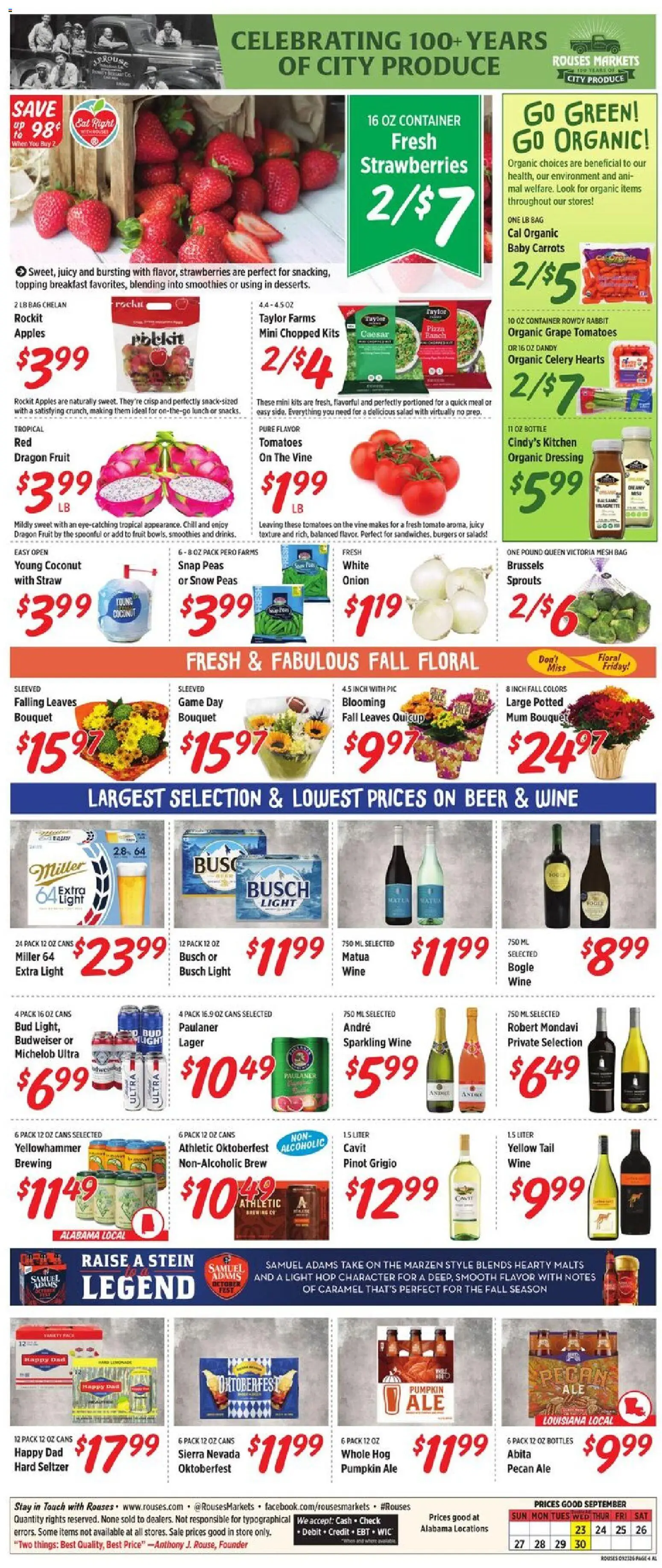 Rouses Weekly Ad - AL - valid from 09/23/2026 | Page: 8 | Products: Pizza, Wine, Beer, Bag