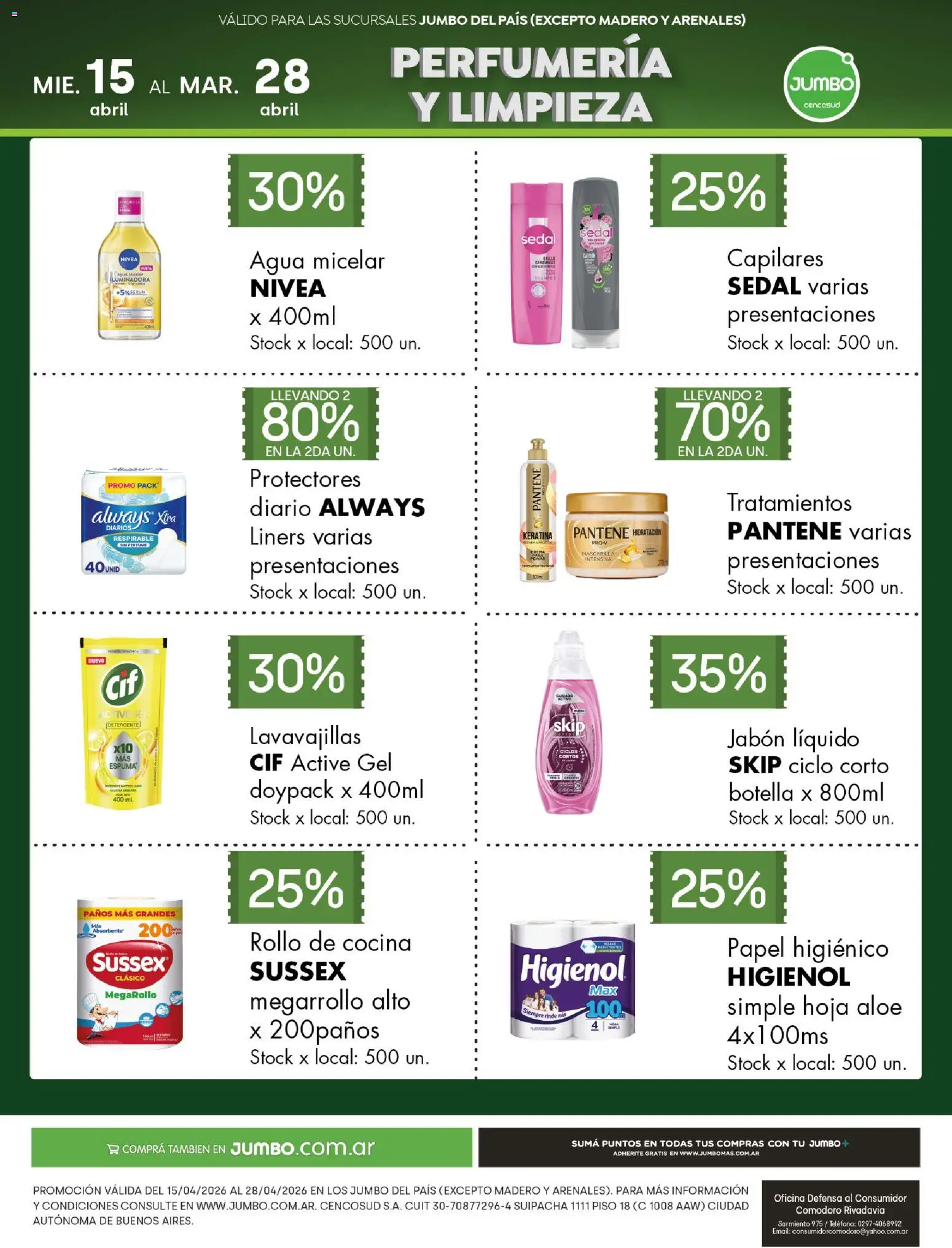 Jumbo - Especial Perfumería y Limpieza │ válido desde el 15.04.2026 | Página: 1 | Productos: Botella, Mascarilla, Jabón líquido, Detergente