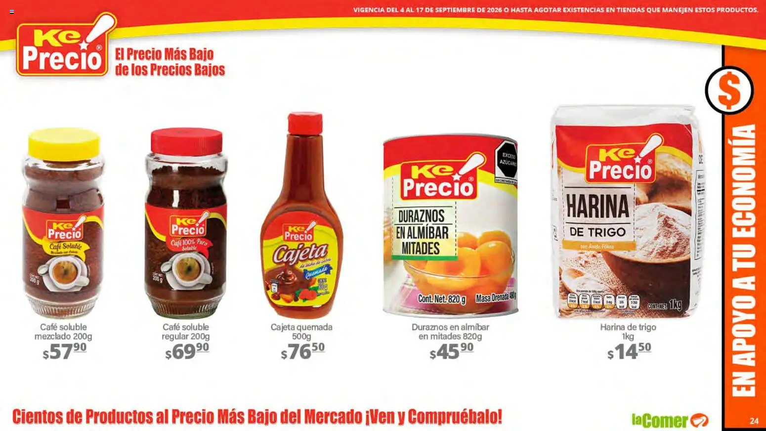 Nuevas ofertas de La Comer válidas en toda la República Mexicana desde el 04/09/2026. ¡Encuentra las mejores ofertas en La Comer folleto! | Página: 24 | Productos: Masa, Harina, Café soluble, Café