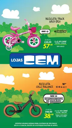 Lojas Cem - Ofertas atuais - Pré-Visualização do folheto da loja Lojas Cem, válido de 01/08/2026 | Página: 112 | Produtos: Bicicleta, Carne