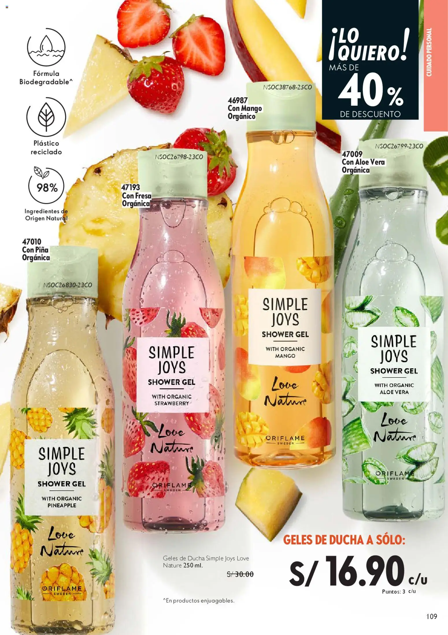Catálogo Oriflame válido desde 28/03/2026 | Página: 109 | Productos: Aloe vera, Ducha, Piña, Ingredientes