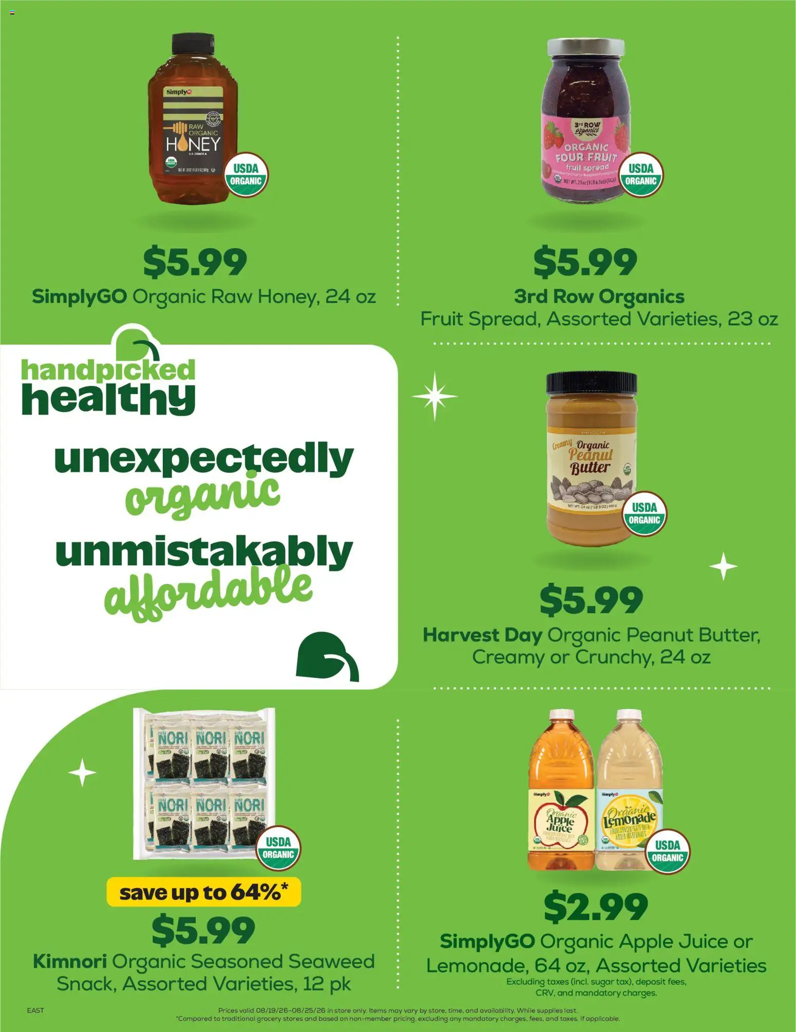 Grocery Outlet Weekly Ad - valid from 08/19/2026 | Page: 3 | Products: Spread, Butter, Juice, Peanut butter