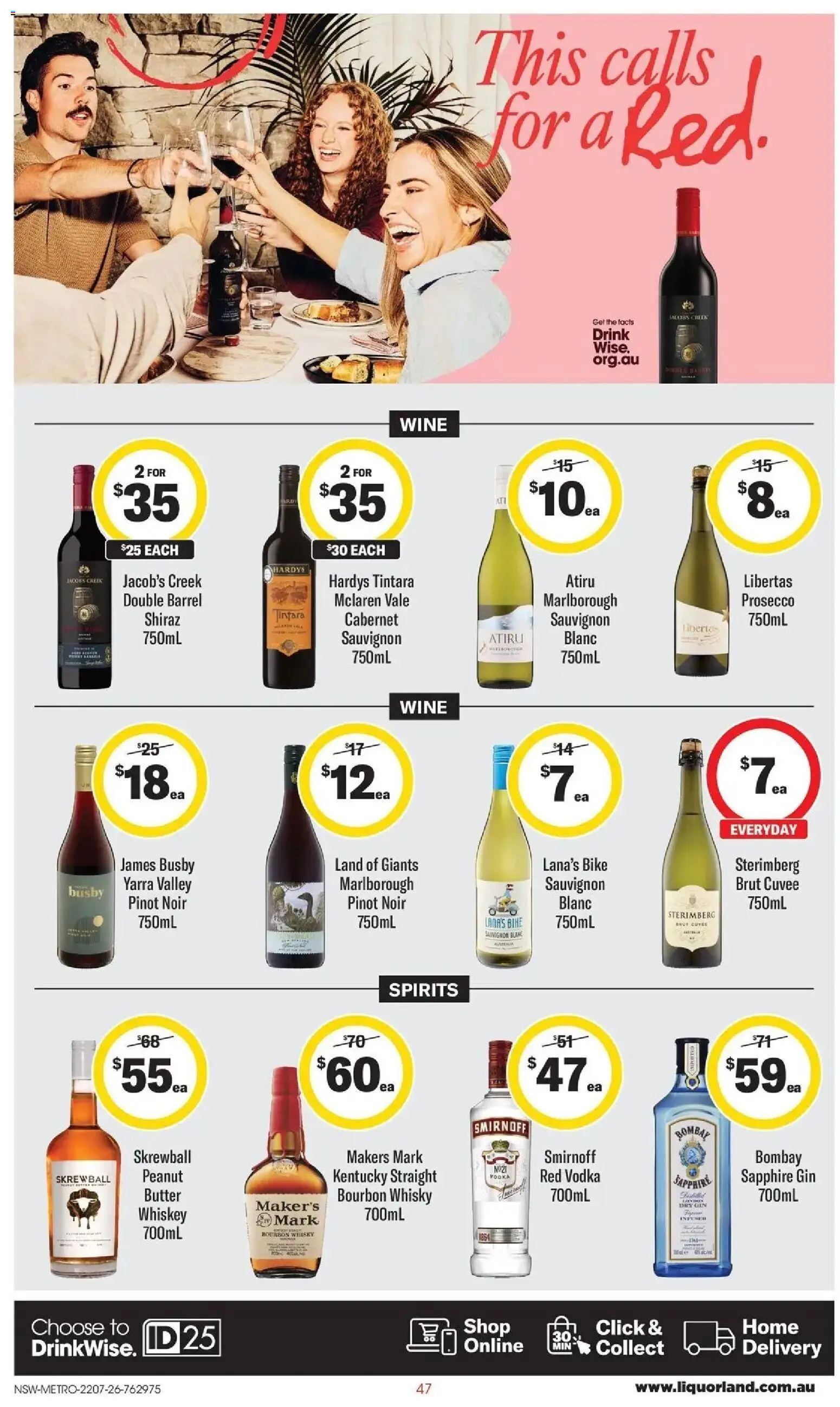 Coles catalogue - valid from 22/07/2026 | Page: 47 | Products: Bourbon, Gin, Vodka, Whiskey